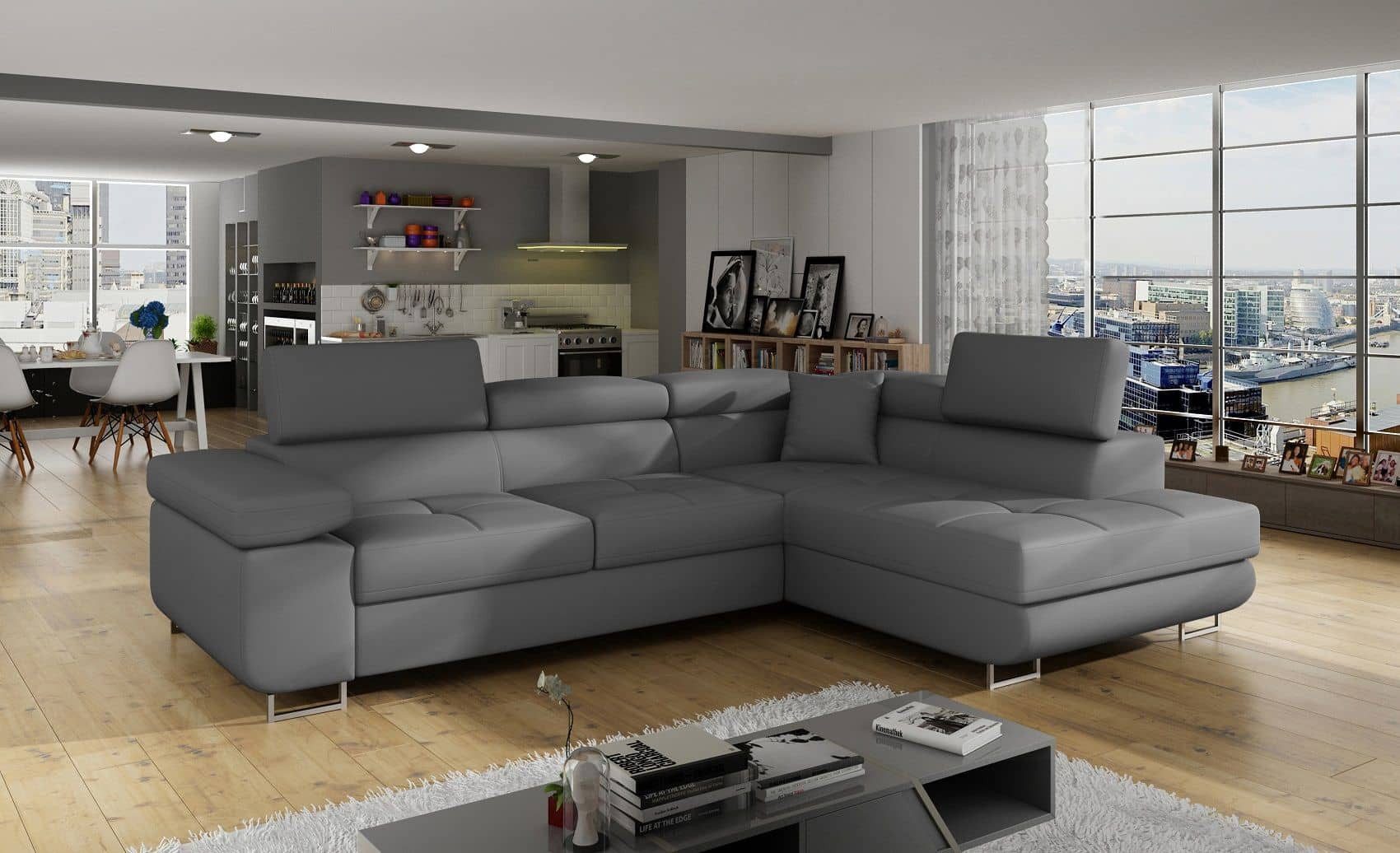 Myhomelando Ecksofa Santo, mit Schlaffunktion, Bettkasten und verstellbare Kopflehnen