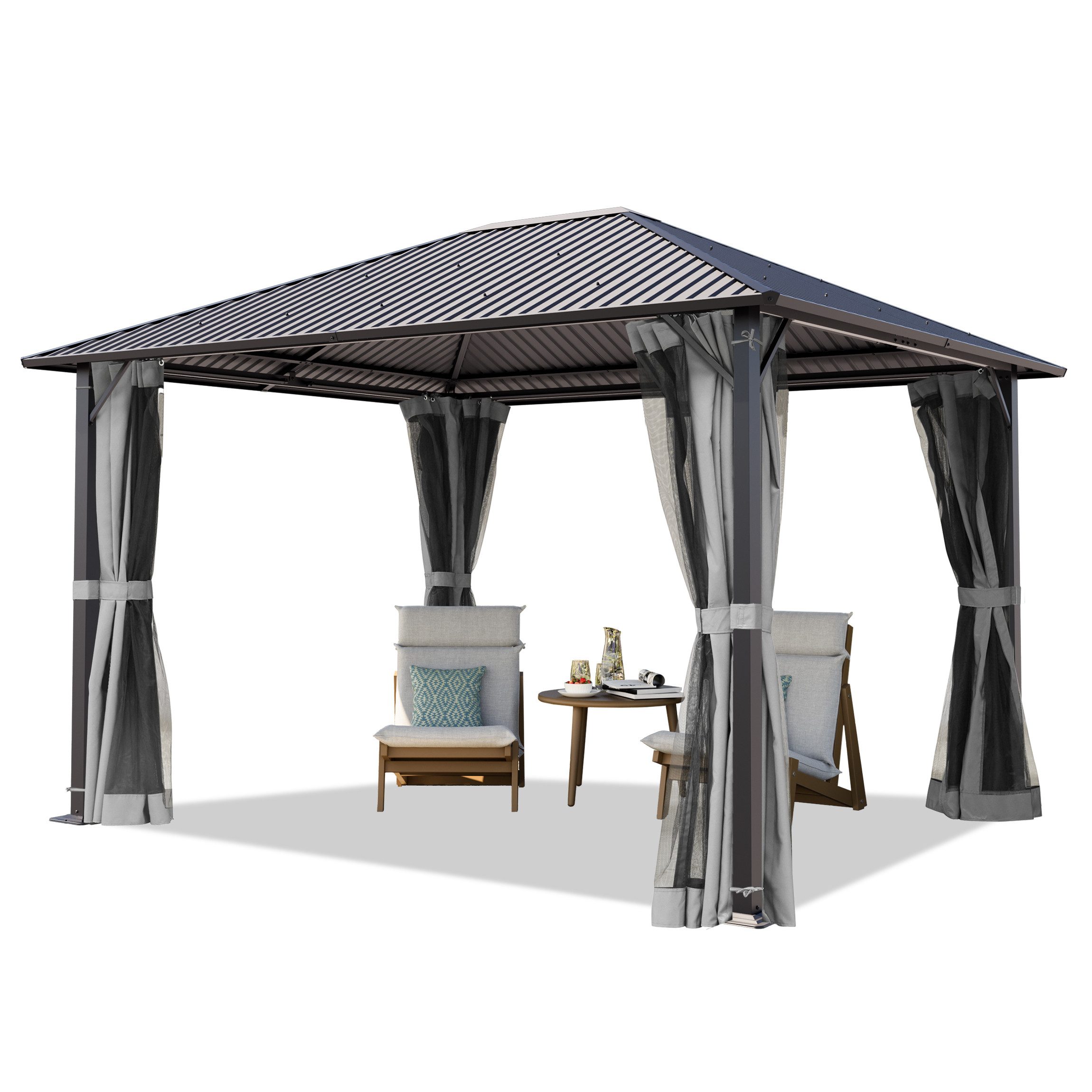 TOOLPORT Pavillon Gartenpavillon 3x3,65 m Moonlight Superior grau, mit 4 Se günstig online kaufen