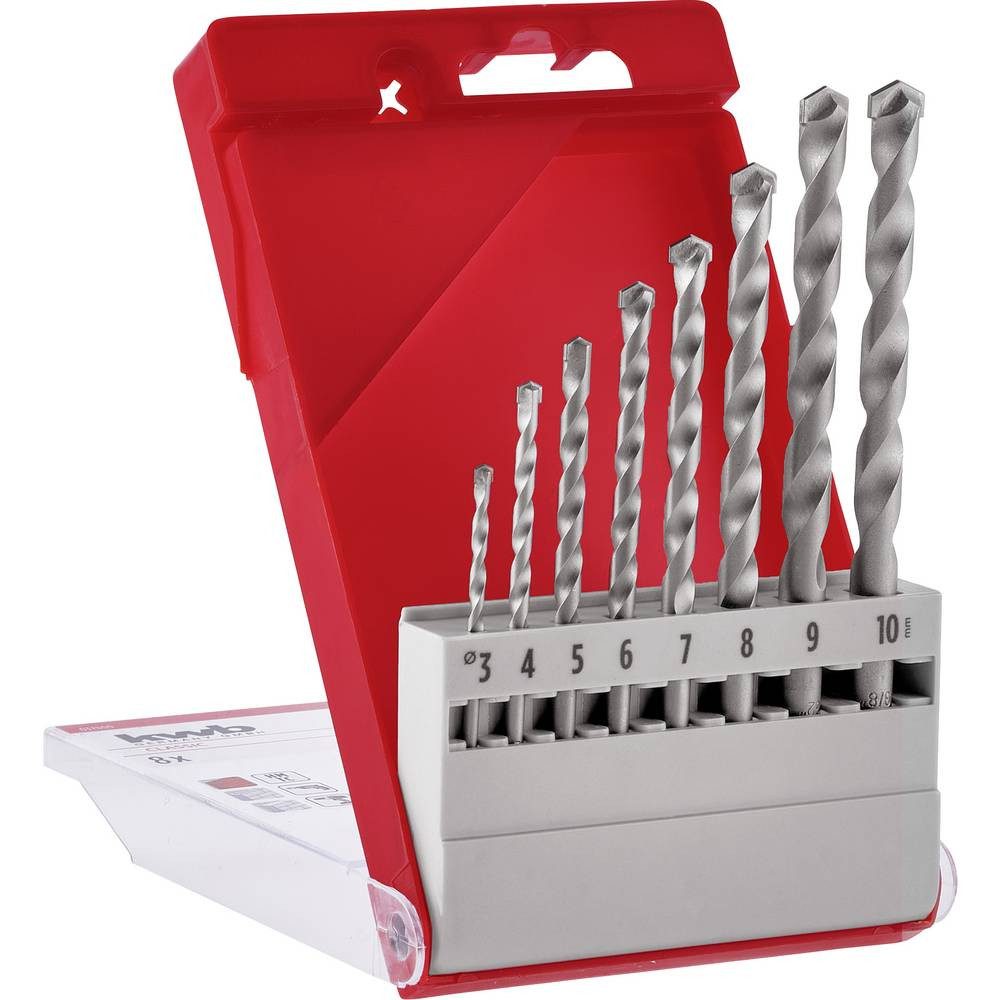 kwb Spiralbohrer Stein-Spiralbohrer-Set 8teilig 3 mm, 4 mm, 5 mm, 6 mm, 7 mm, 8 mm, 9
