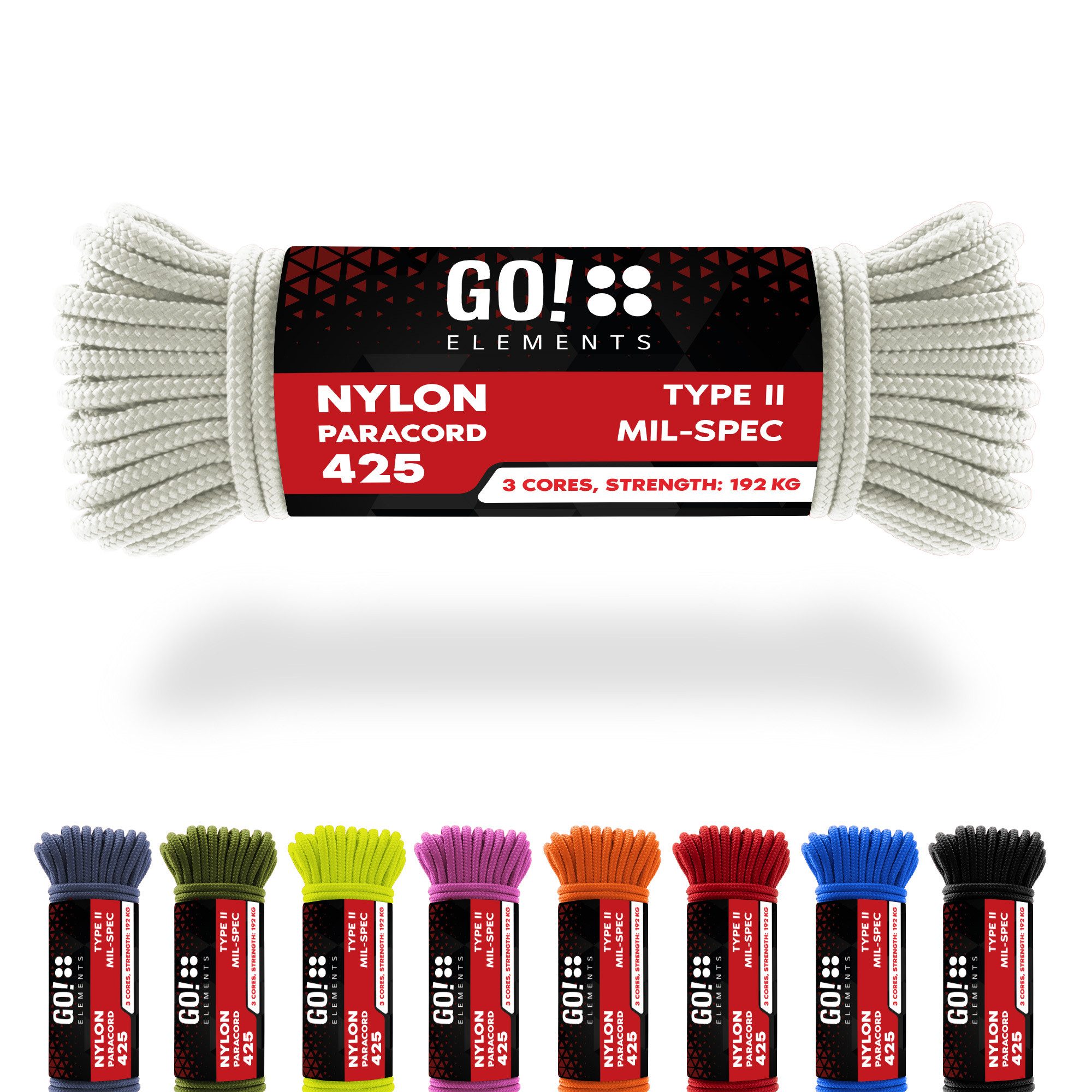 GO!elements Paracord 425 - 3mm Abspannleine, Paracord 425 aus reißfester Nylonschnur