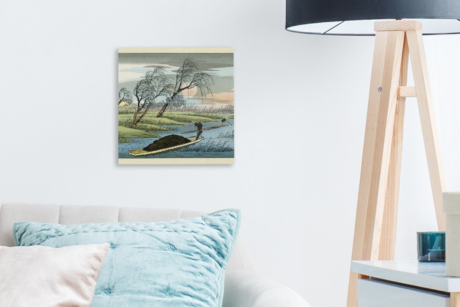 Leinwand Farbholzschnitt, Leinwandbild Schlafzimmer (1 St), OneMillionCanvasses® Japanischer für Bilder Wohnzimmer
