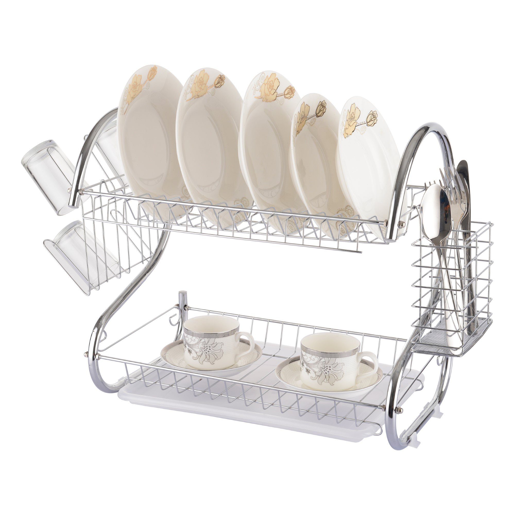 Geschirrständer Geschirr Abtropfständer Abtropfgestell Abtropfregal Trockner 2 Etage