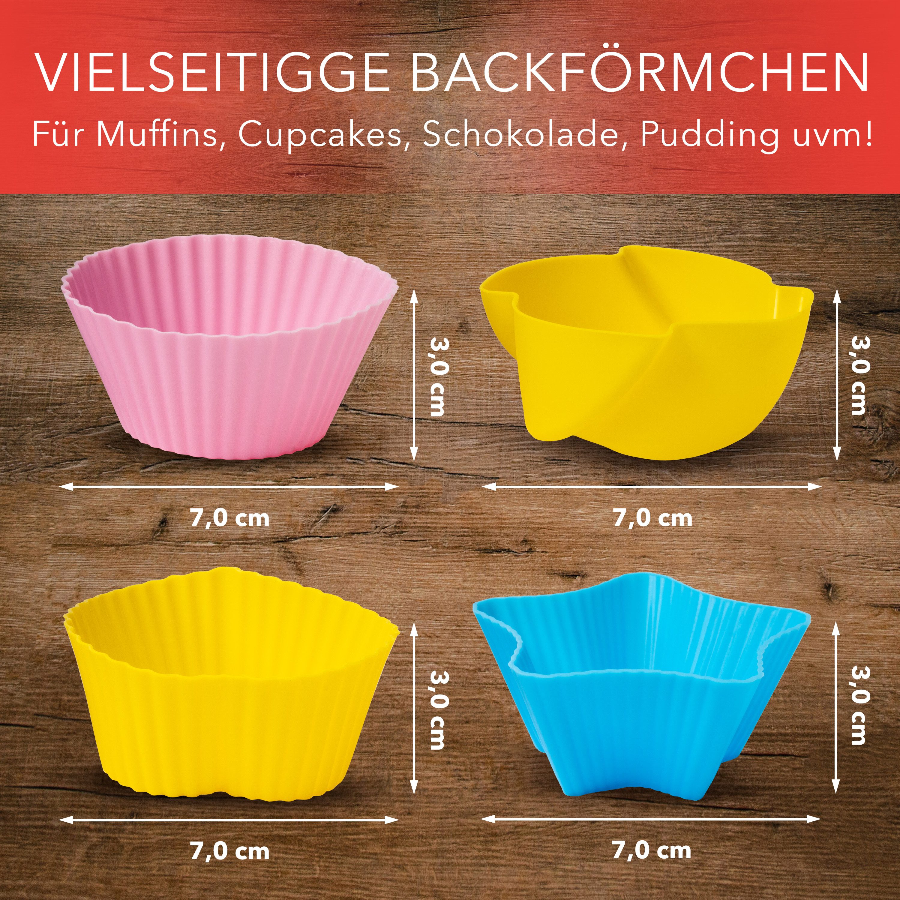 AVANA Muffinform Silikon Muffinförmchen wiederverwendbare Cupcake Backförmchen Muffin, (36-tlg), antihaftbeschichtet, umweltschonend, 8 Farben