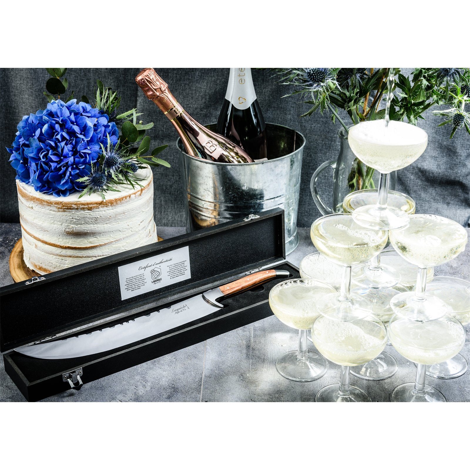 Rosenholz de Vie Style Vie Line Champagnersäbel Messer-Set Laguiole Luxury de Laguiole Style