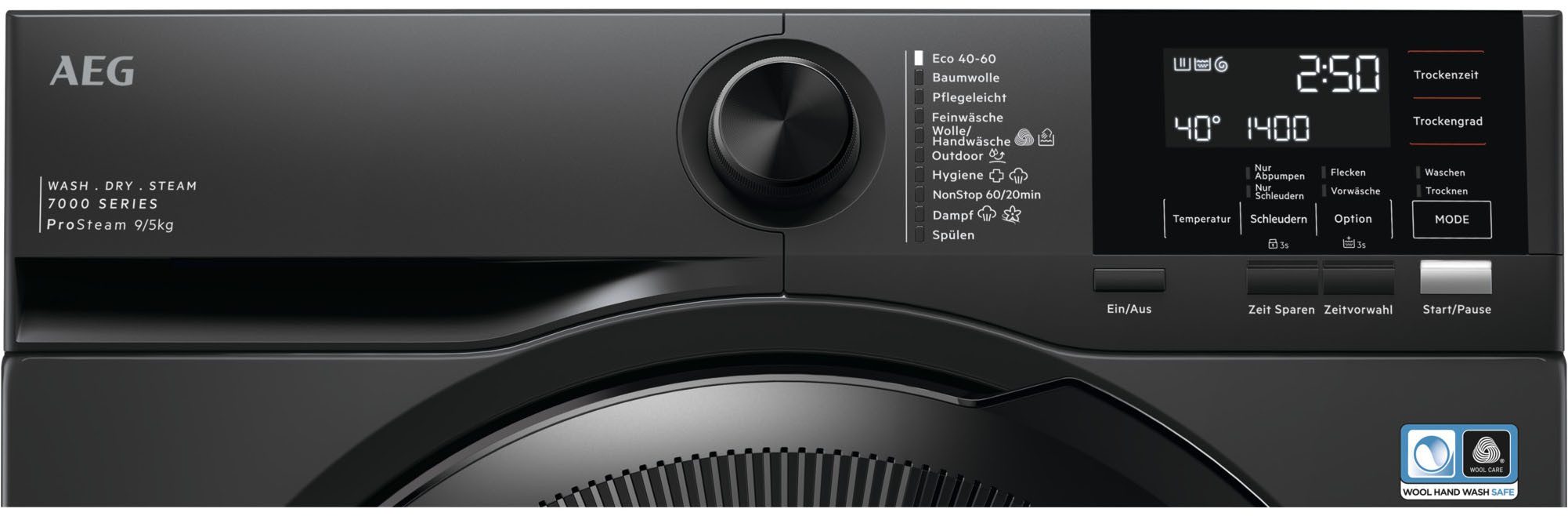 AEG Waschtrockner 7000 ProSteam® LWR7S65690 914610330, 9 kg, 5 kg, 1600 U/min, ProSteam®: Auffrischen mit Dampf statt Waschen und 96 % Wasser sparen
