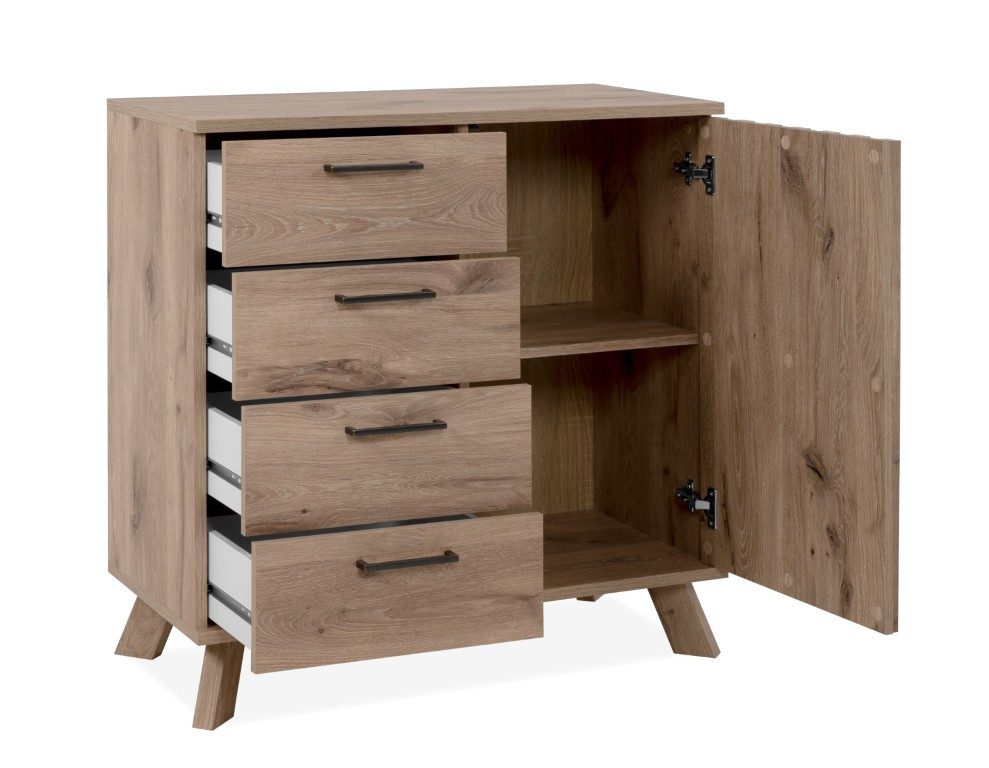 Finori Sideboard Kommode Wellington, mit 3D-Reliefoptik, Schwedeneiche