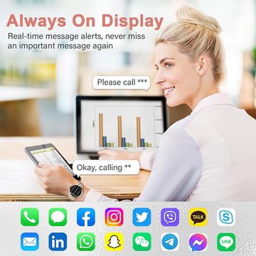 Efolen Damen's Telefonfunktion IP68 Wasserdicht Smartwatch (1,1 Zoll, Android/iOS), mit 110+Sportmodi Pulsuhr SpO2 Schlafmonitor Menstruationszyklus