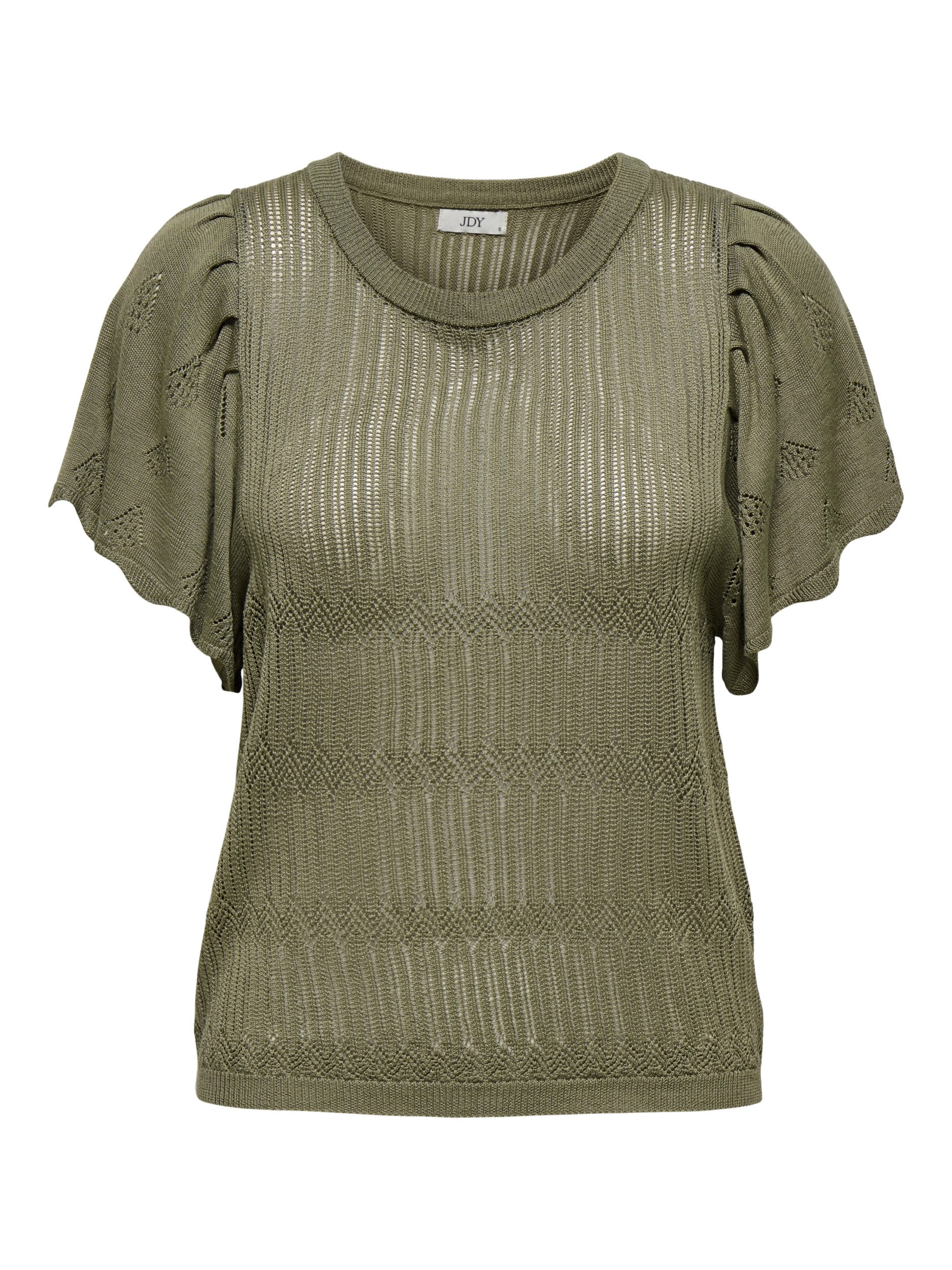 JDY Strickpullover - feminines Strickshirt mit Rüschendetails