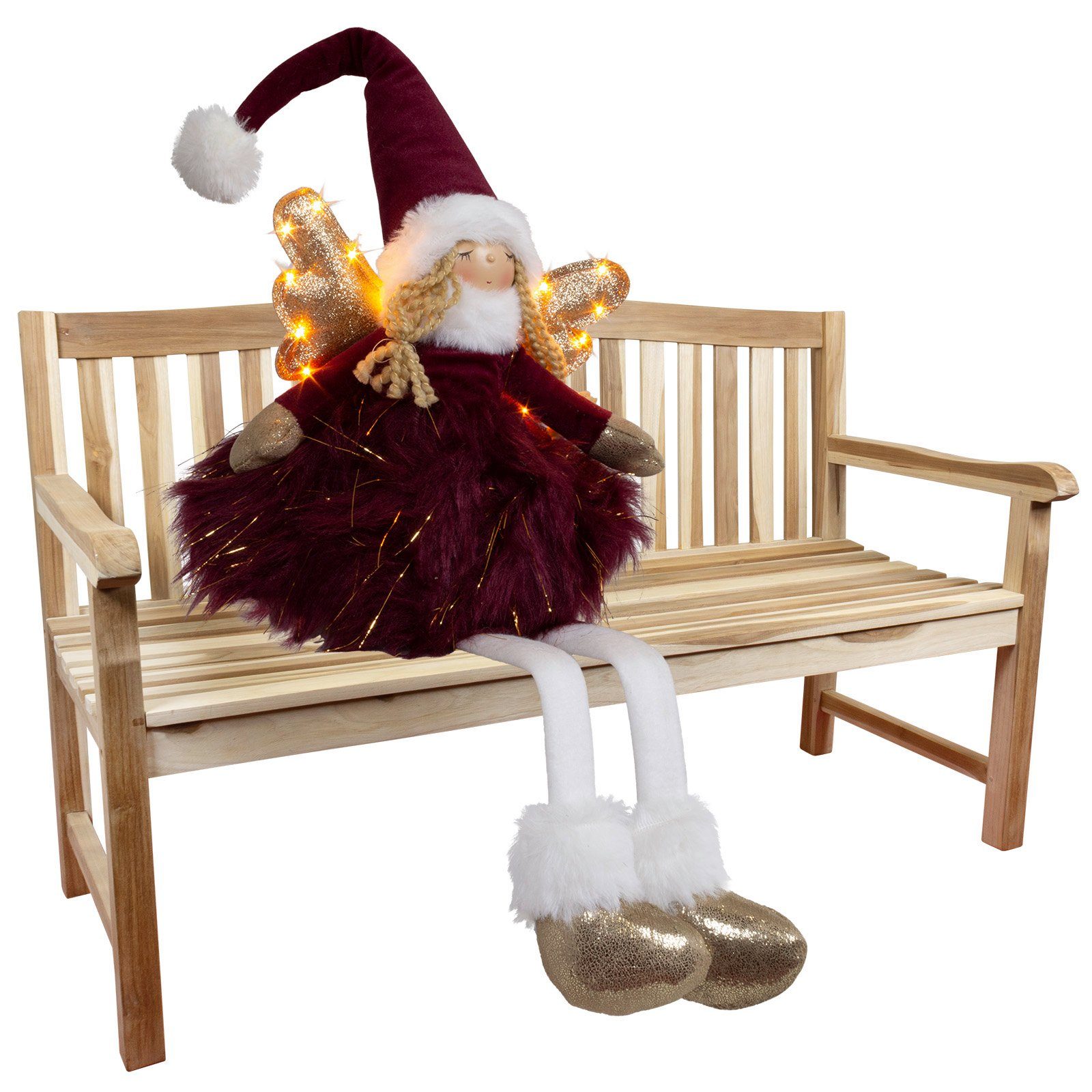 Weihnachtsfigur Engel mit LED 28cm (62cm) Kantenhocker