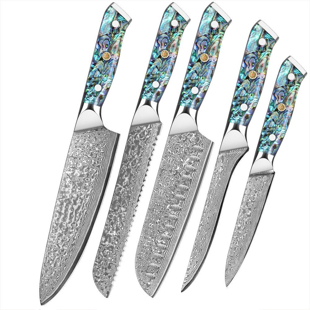 UniqueFire Messer-Set 5tlg.Damastmesser Set aus 67 Lagen VG-10 Damaststahl Küchenmesser Set (5-tlg)