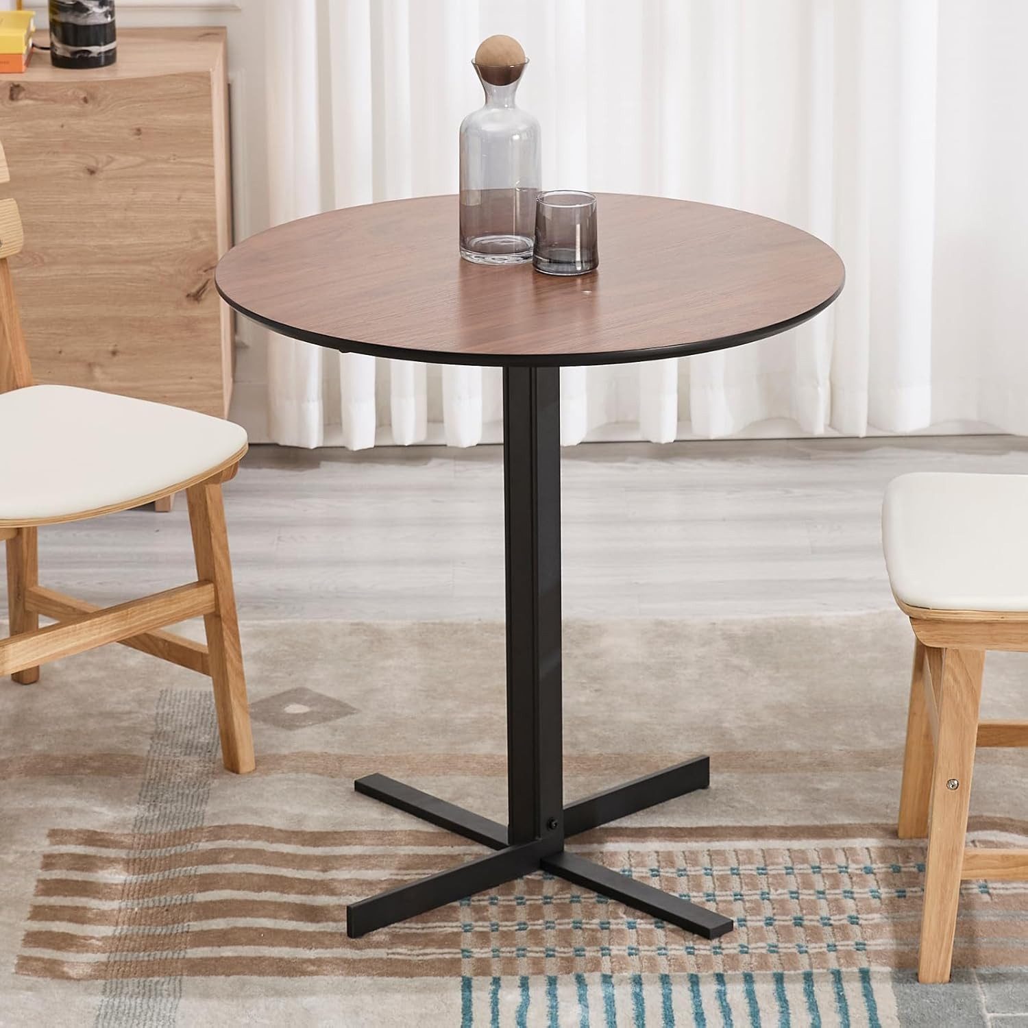 WAHSON OFFICE CHAIRS Esstisch Runder, vintage Holztisch – klein, für Küche, Esszimmer & Wohnzimmer
