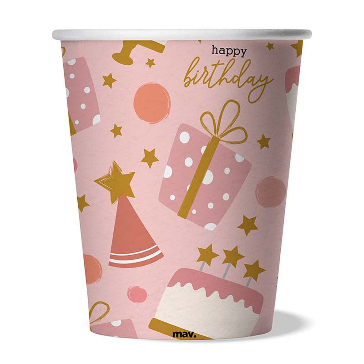 Grabo Einwegbecher Pappbecher HB Rose Confetti 200ml/8Stk., Papier, Pappe