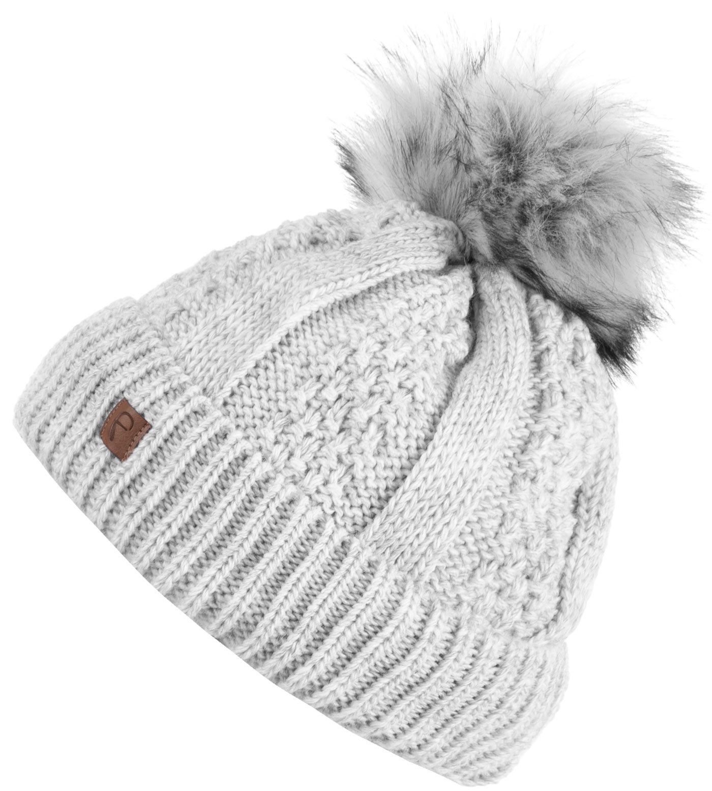 Faera Bommelmütze Wintermütze Damen Herren Mütze Beanie Haube gefüttert Bommelmütze 13
