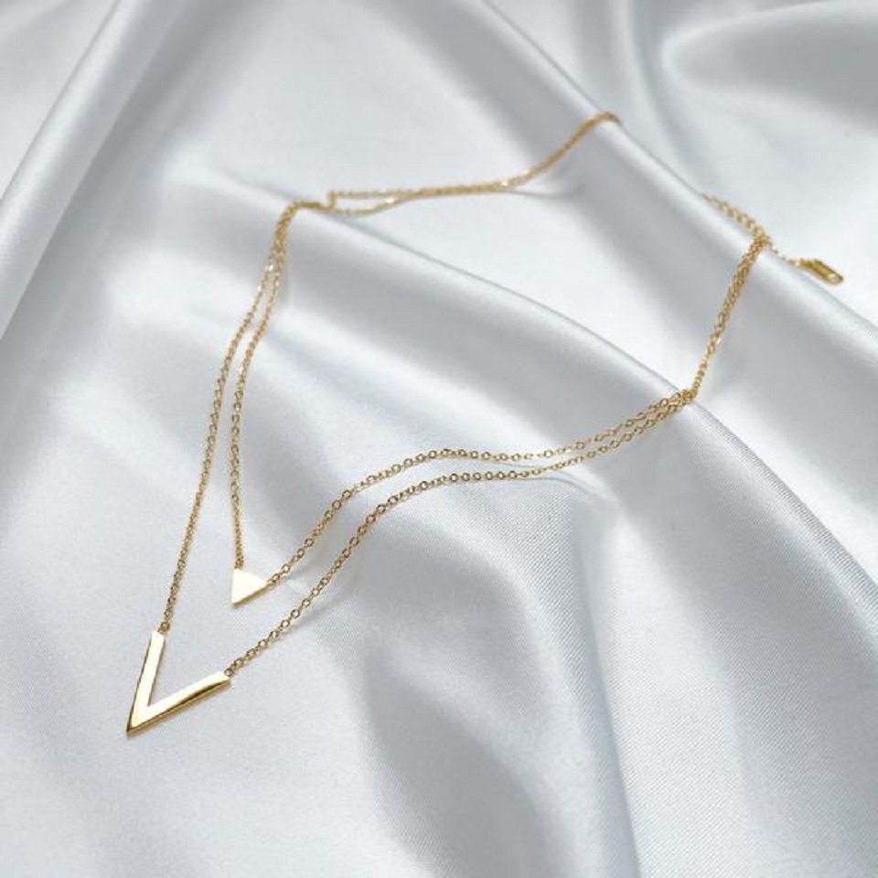 GOLDKLEIN Kette mit Anhänger Edelstahl Doppelreihig günstig online kaufen