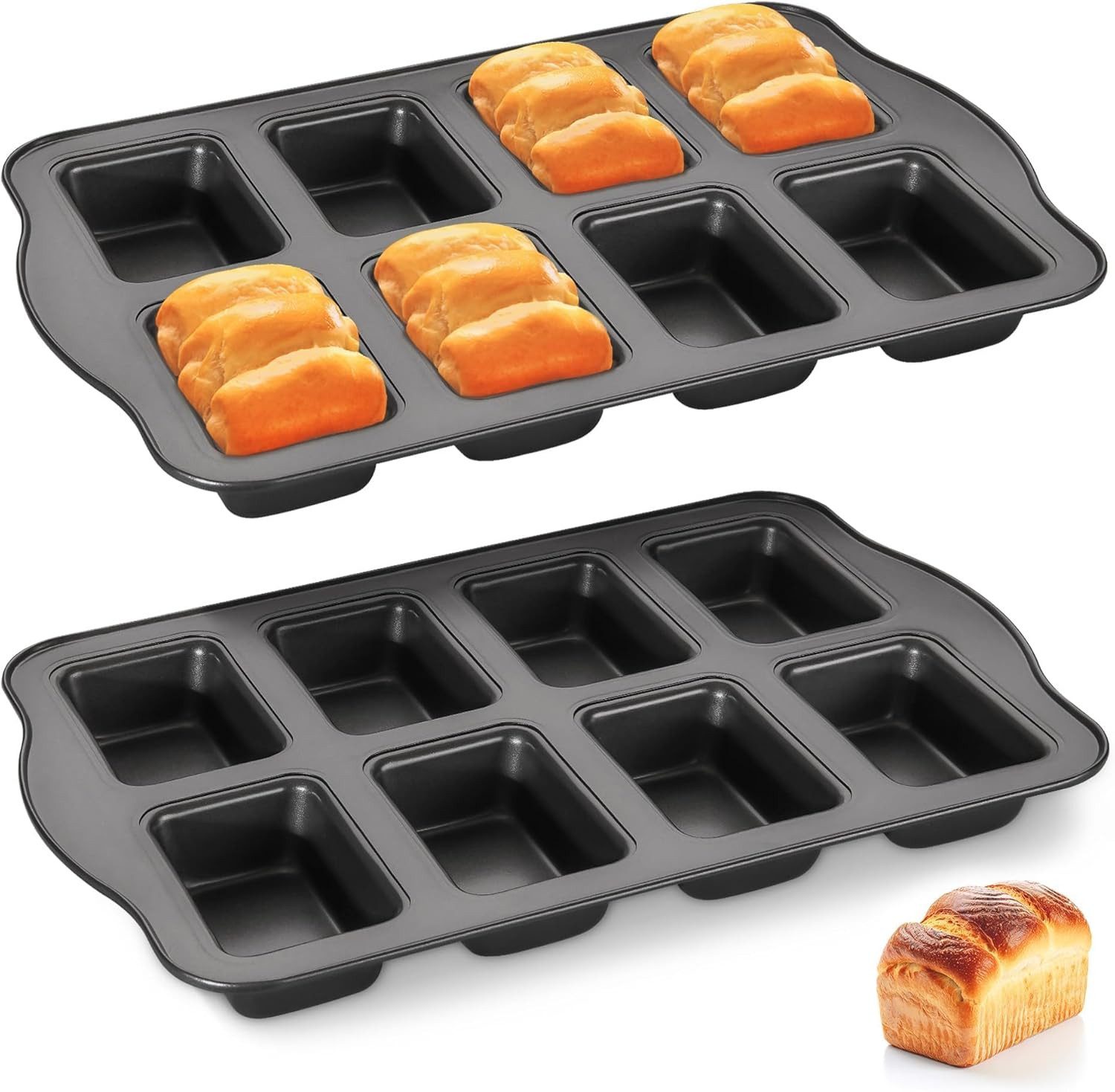FELIXLEO Brotbackform 2er Mini Kastenform 8-fach Antihaft Karbonstahl 36x24cm, (1-tlg)