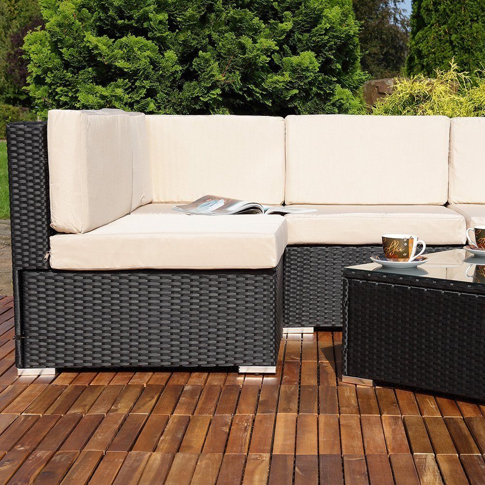 Melko Gartenlounge-Set Sitzgruppe Gartenlounge Sitzgarnitur Set aus Polyrat günstig online kaufen