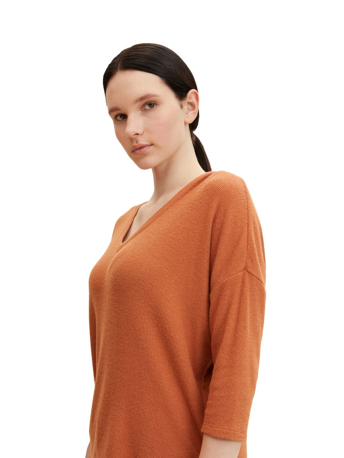 TOM TAILOR Denim Strickpullover LOOSE V-NECK mit 3/4 Arm