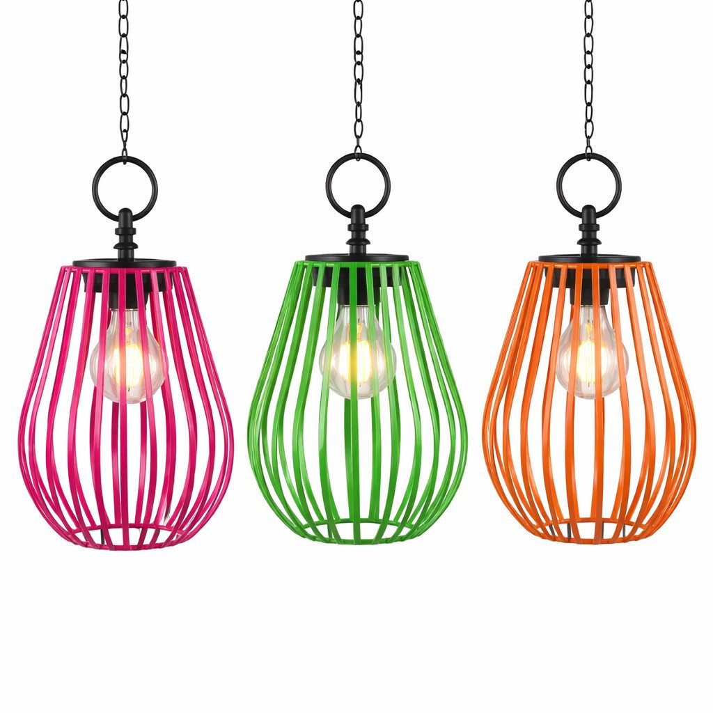 formano Gartenfigur 3er Set 16 cm Solar Windlicht Hängend LED Solarlaterne Metall IP44