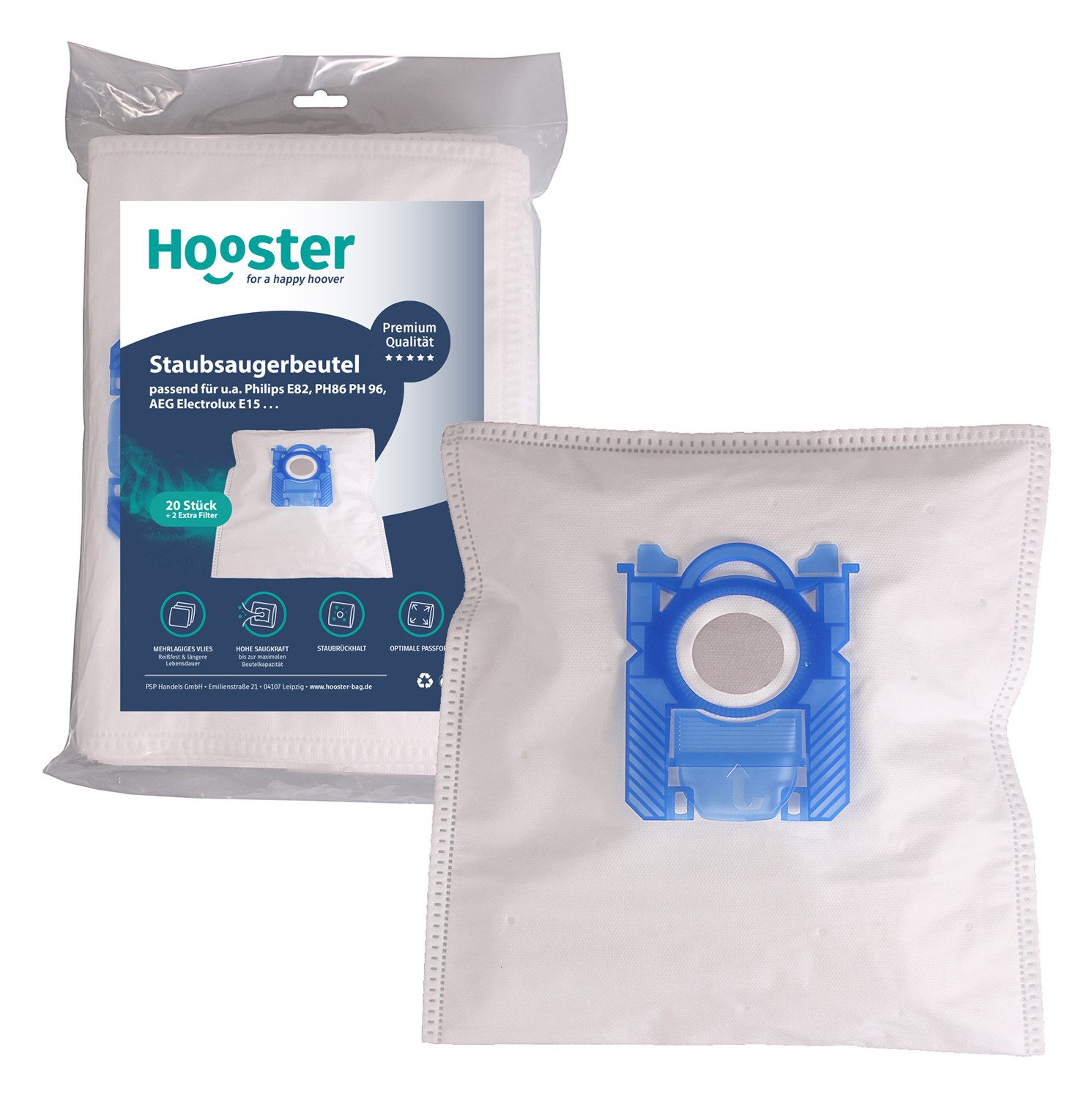 Hooster Staubsaugerbeutel Staubbeutel für AEG VX6, VX7, VX8 - s-BAG Bodenstaubsauger, passend für AEG, 20 St., Premium Staubsaugertüten mit mehrlagigem Vlies, 20 St.