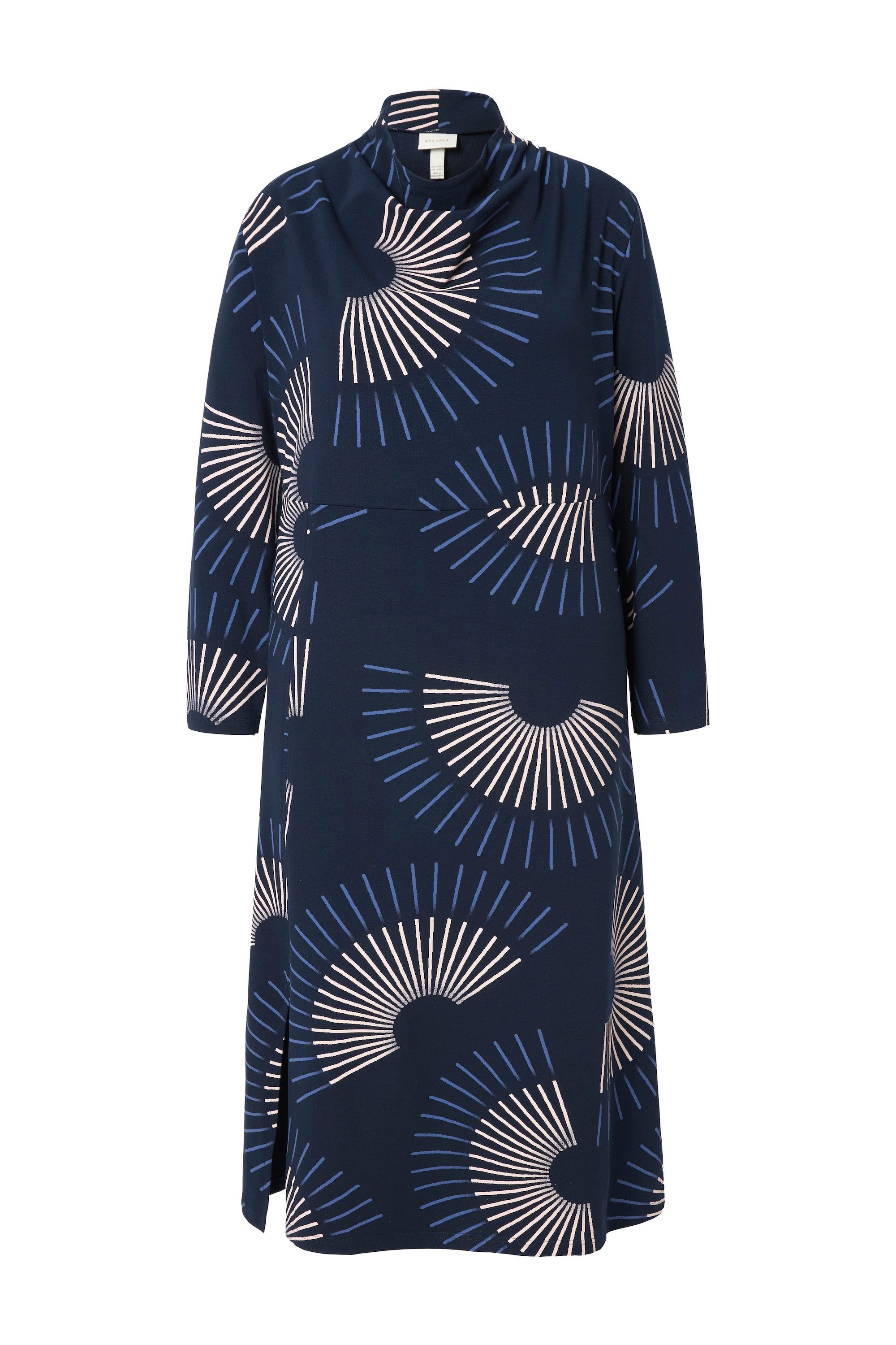 Ulla Popken Midikleid Maxi-Sweatkleid Wasserfallkragen Langarm günstig online kaufen