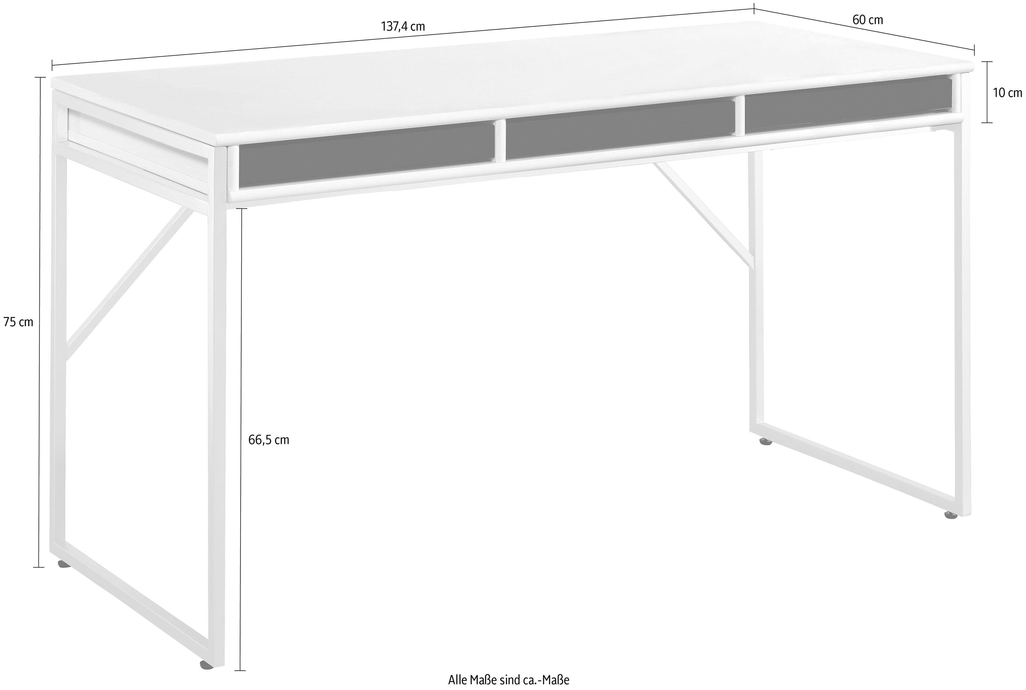 gebeizt schwarz 137,4 Mistral Gestell, Designmöbel Furniture Bürotisch, Hammel mit Computertisch, cm, Arbeitstisch, Schreibtisch Tisch, B: