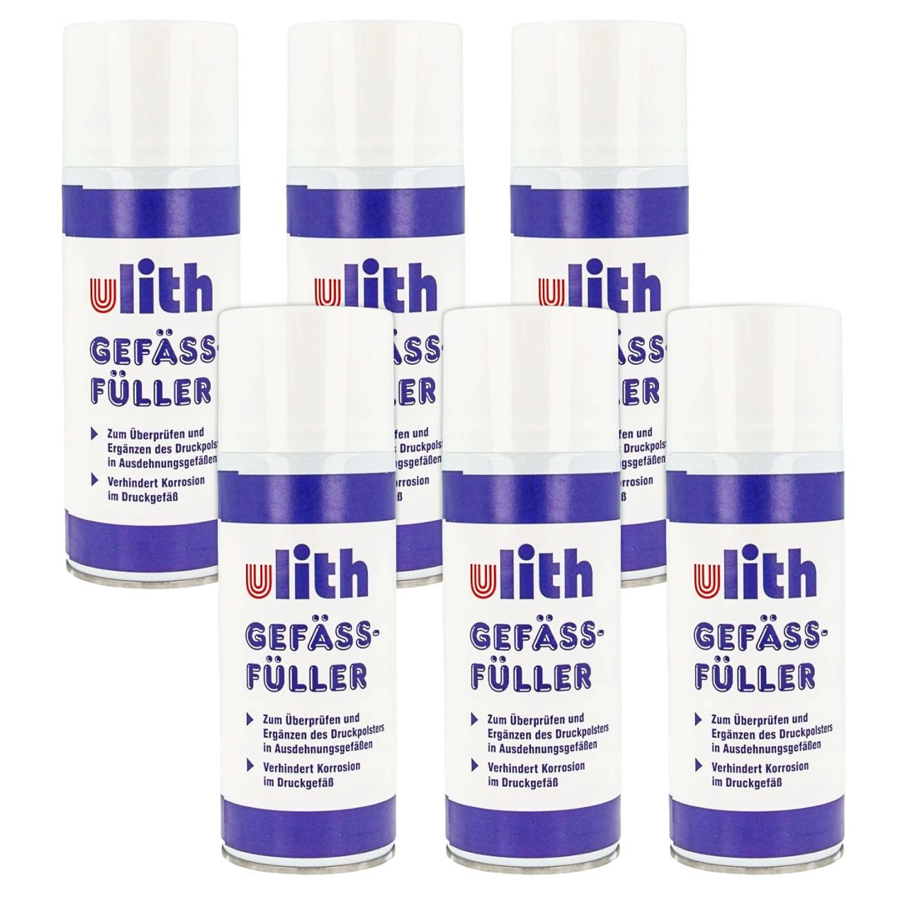 Ulith Gefäßfüller 400 ml brennbar frei für Membran Allzweckreiniger (Set, [6-St. 6er Set Ausdehnungsgefäße)