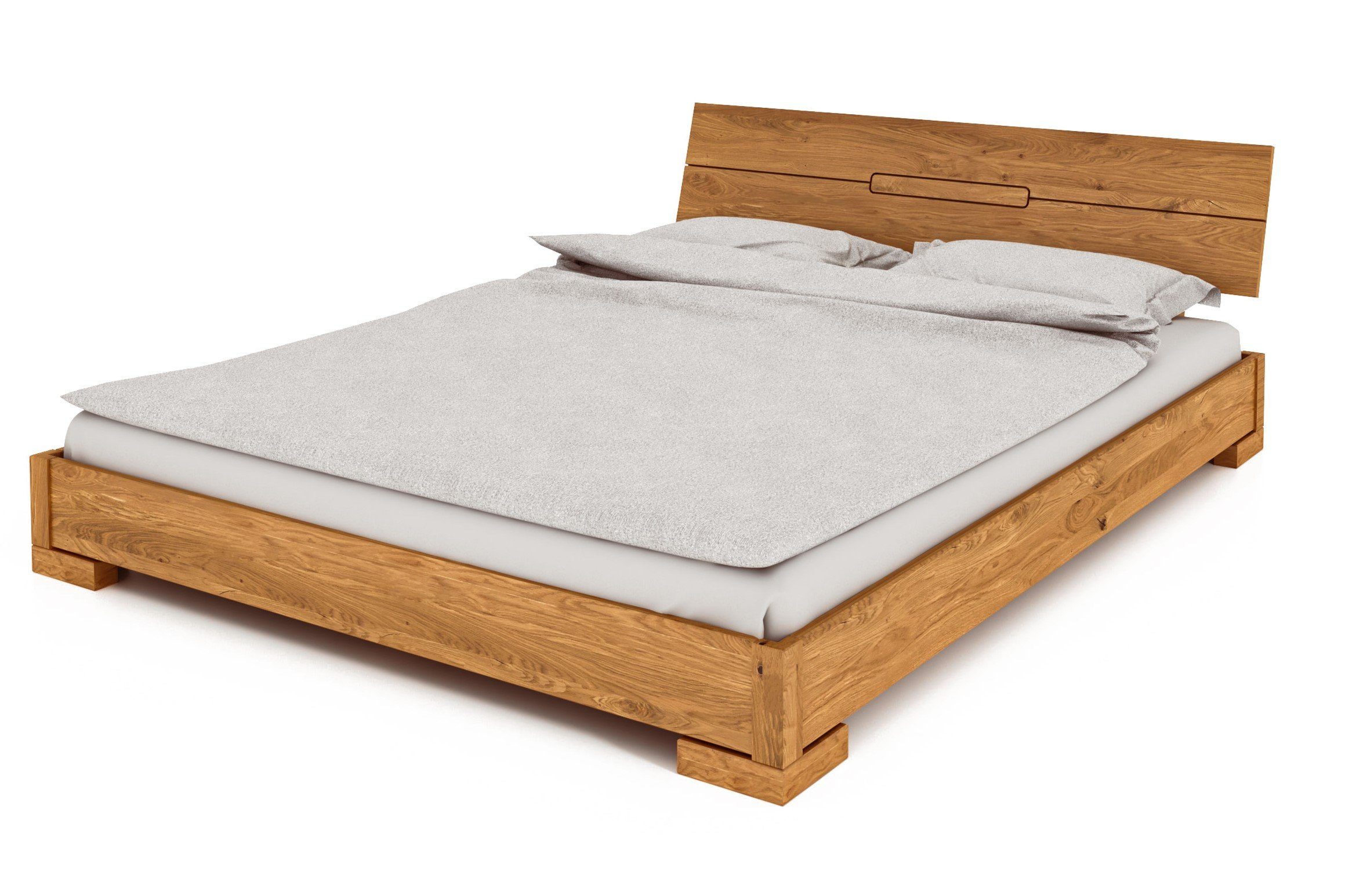 byoak Bett VENTO E-9 140 x 220 aus Massivholz, mit Holzkopfteil, Naturgeölt