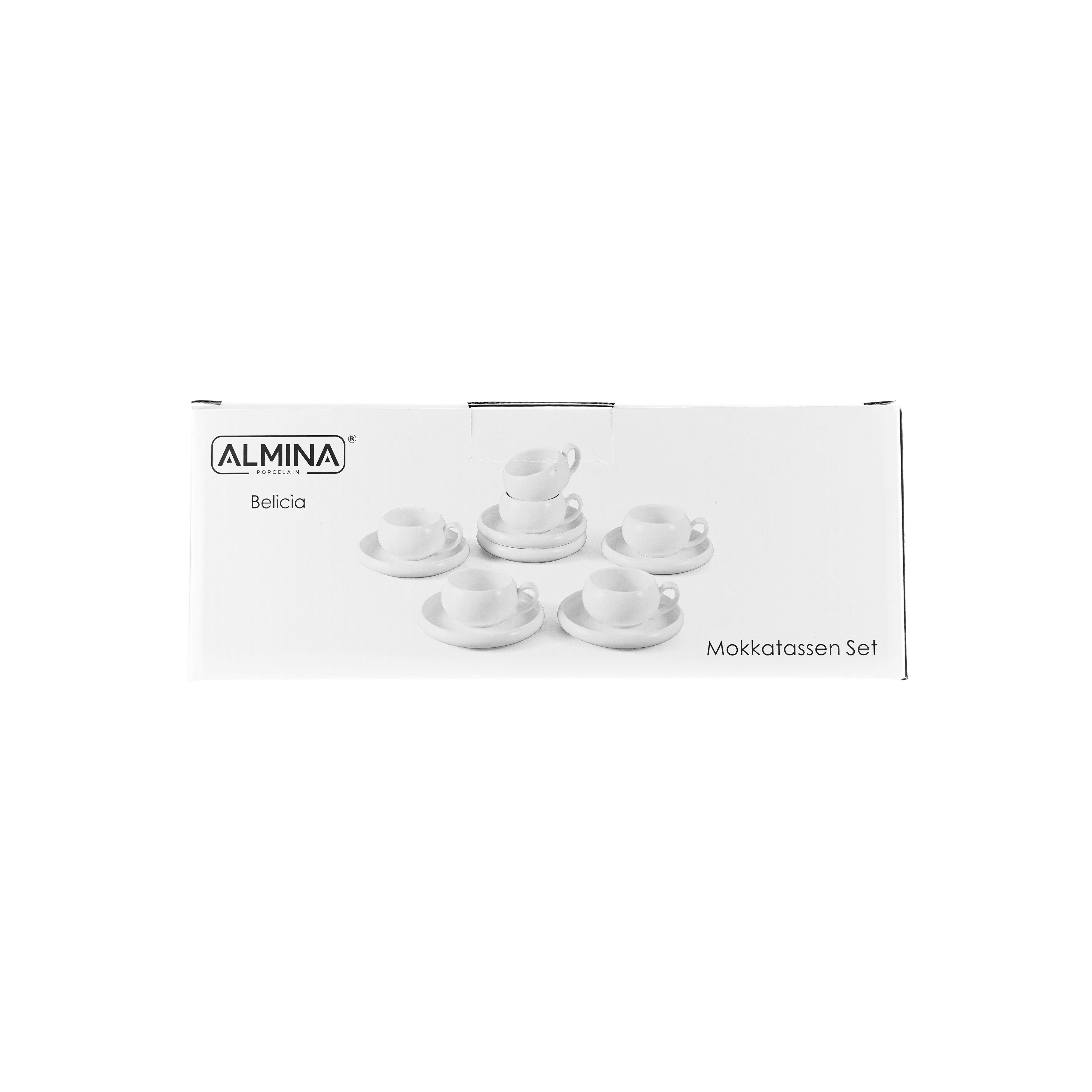 Almina Kaffeeservice Belicia Mokkatassen-Set mit Untertasse - 12-teilig aus Porzellan (12-tlg), 6 Personen, Porzellan, 12-teilig, aus Porzellan, für 6 Personen – Bild 5 von 5
