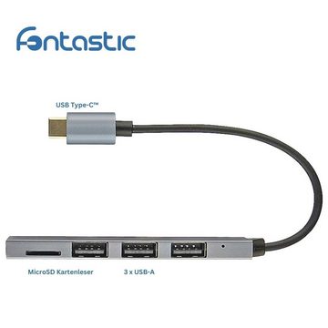 fontastic USB-Verteiler 4-in-1 USB Typ-C Hub, USB-Hub x4