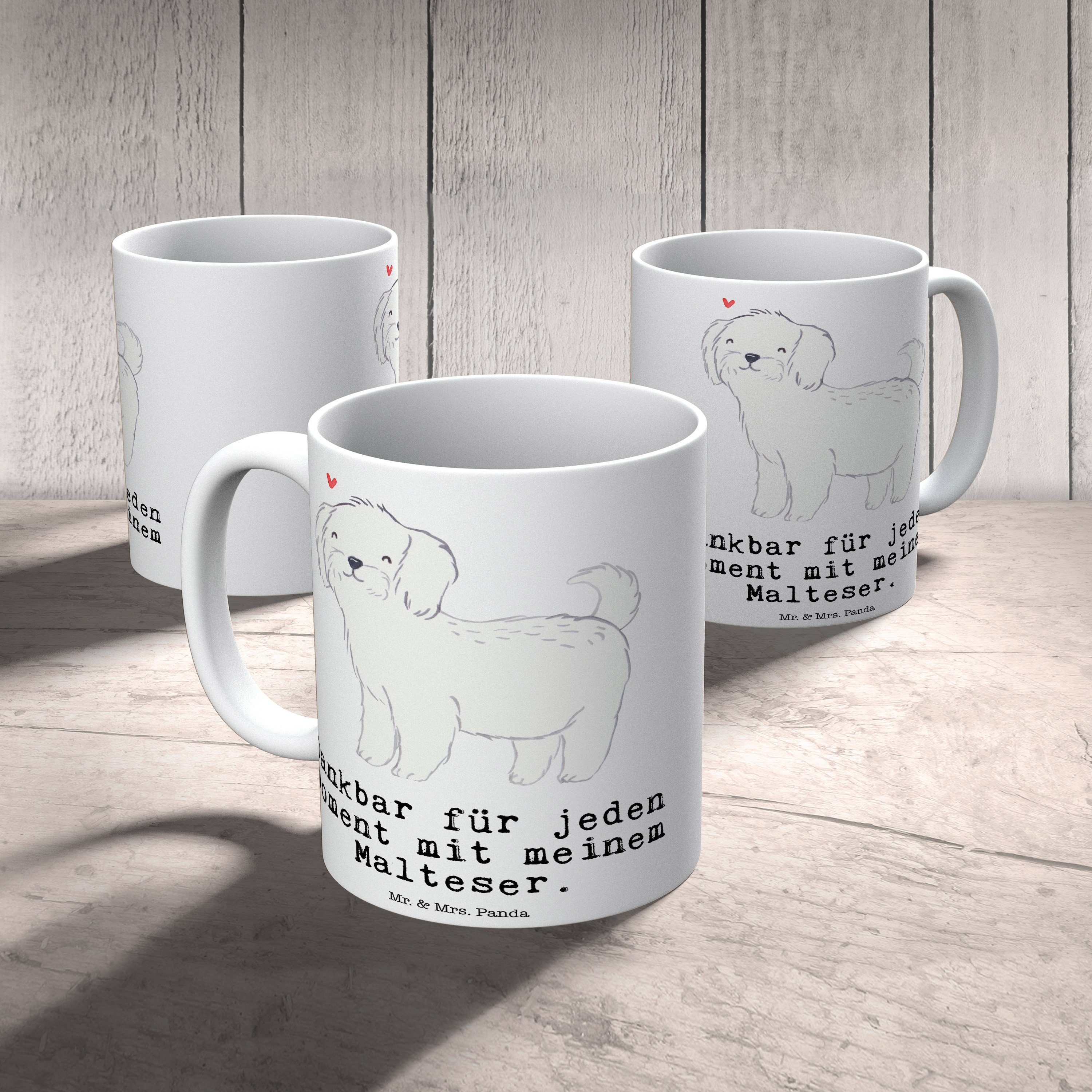 Mr. & Mrs. Panda - Kaffeetasse, Welpe, Malteser Tasse Geschenk, Ka, - Moment Hunderasse, Keramik Weiß