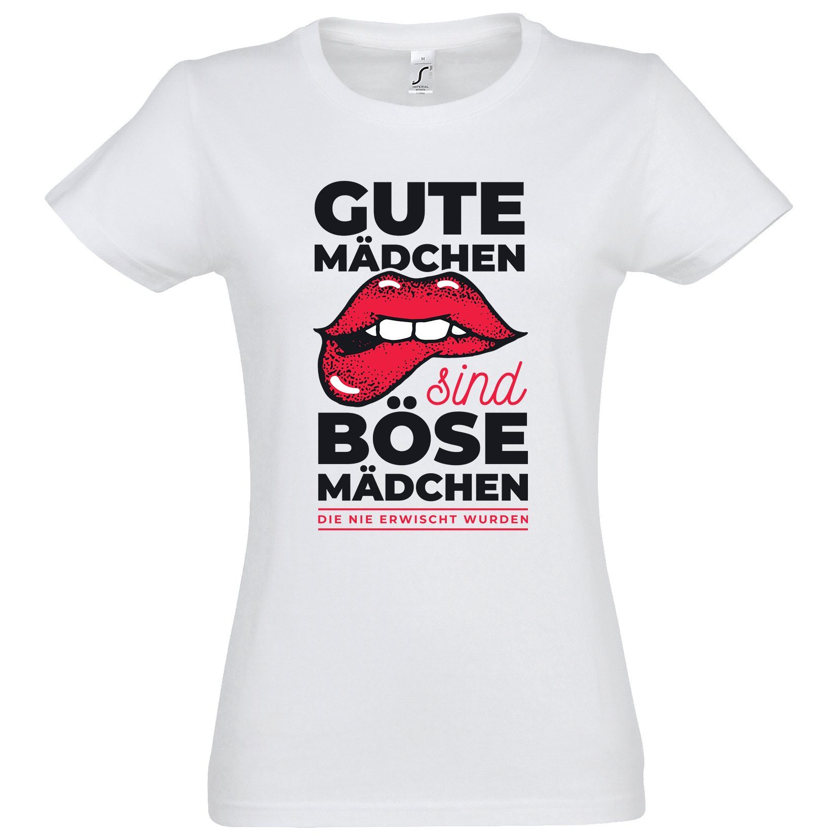 Youth Designz Print-Shirt Gute Mädchen sind böse Mädchen Damen T-Shirt mit modischem Print Weiss