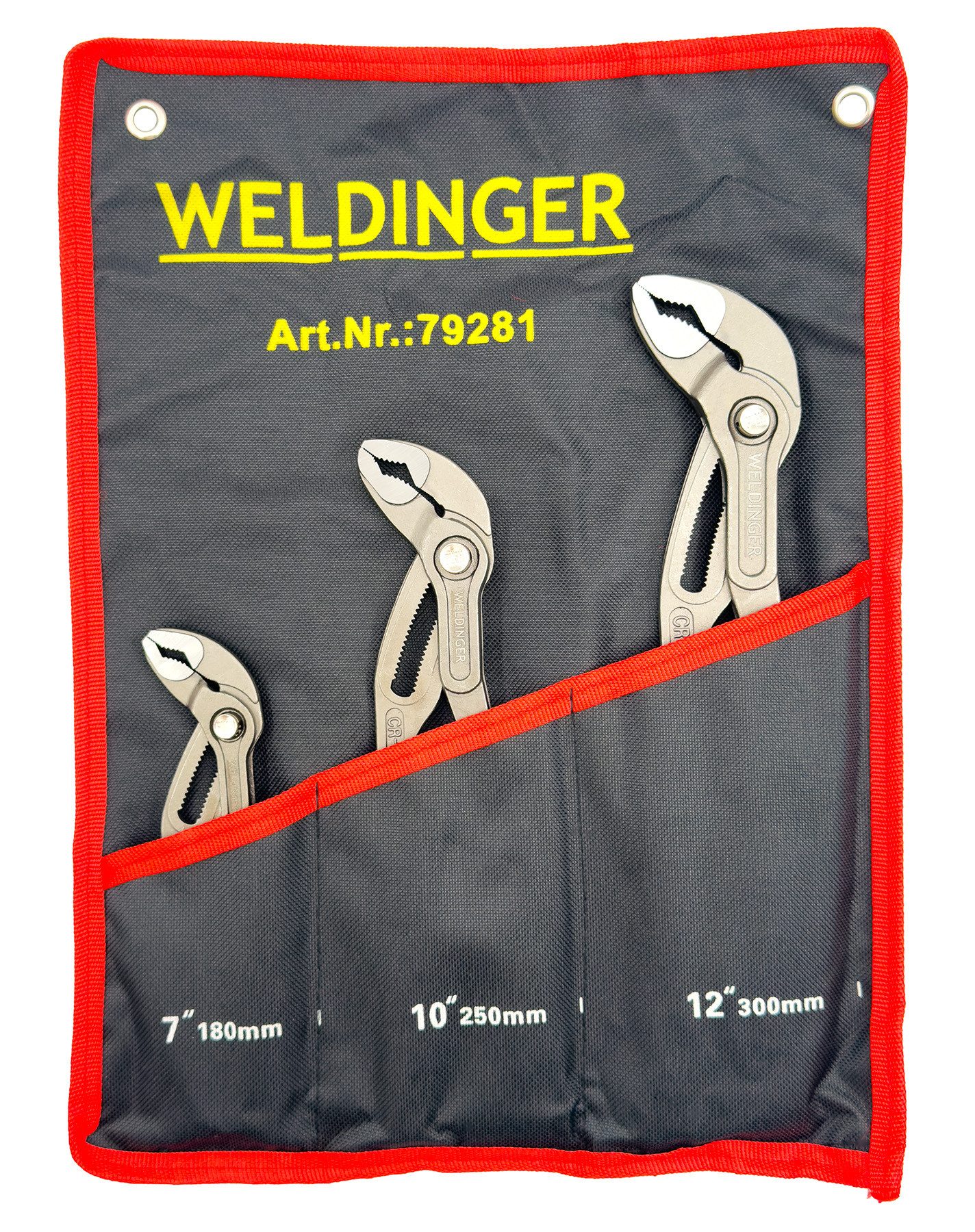 WELDINGER Zangenset 3er-Set Wasserpumpenzangen 7"/10"/12" 180-300 mm, Set 3-tlg., Wasserpumpenzangen, 7"/180 mm, 10"/250 mm und 12"/300 mm, gesenkgeschmiedet – Bild 5 von 5