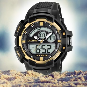 CALYPSO WATCHES Digitaluhr Calypso Herren Uhr K5767/4 Kunststoffband, (Analoguhr), Herren Armbanduhr rund, Kunststoff, PUarmband schwarz, Sport