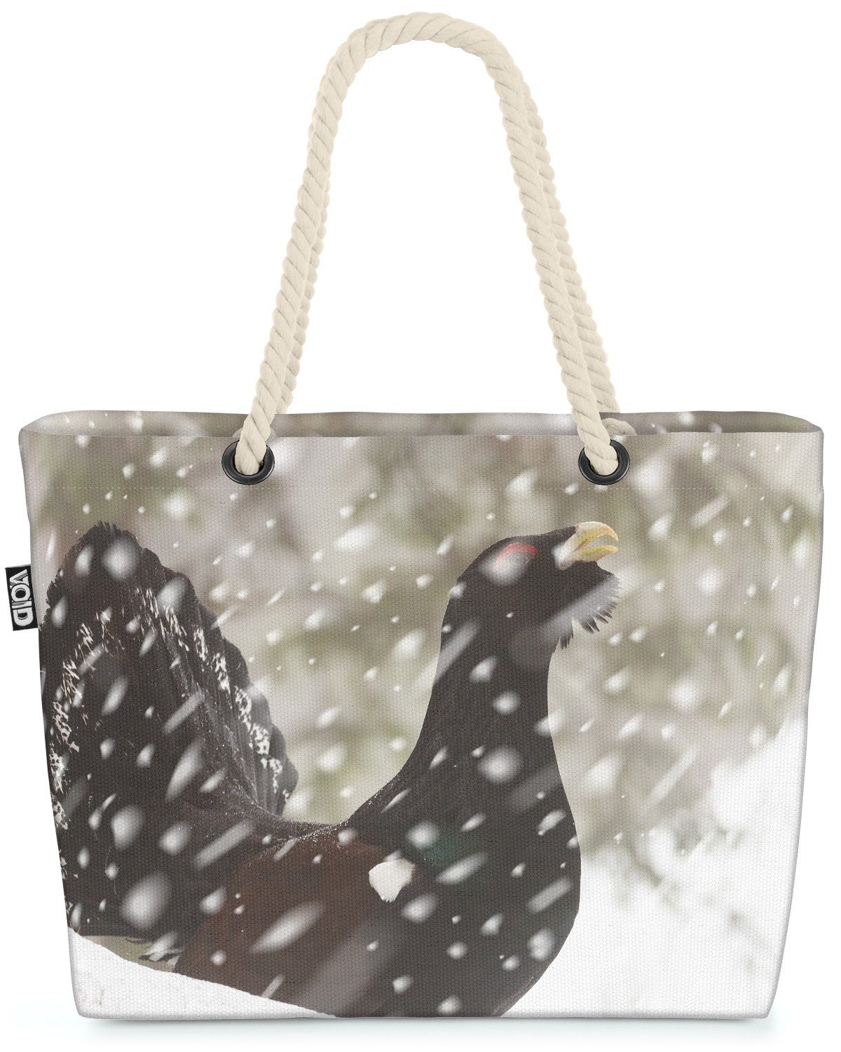 VOID Strandtasche (1-tlg), Auerhuhn Huhn Tier Winter Schnee winter wald vögel natur stehendes pa