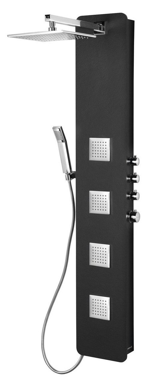 Polysan s.r.o. Brausethermostat SPIRIT SQUARE Duschpaneel mit Thermostat-Armatur 250x1550mm, Schwarz Polysan-81251