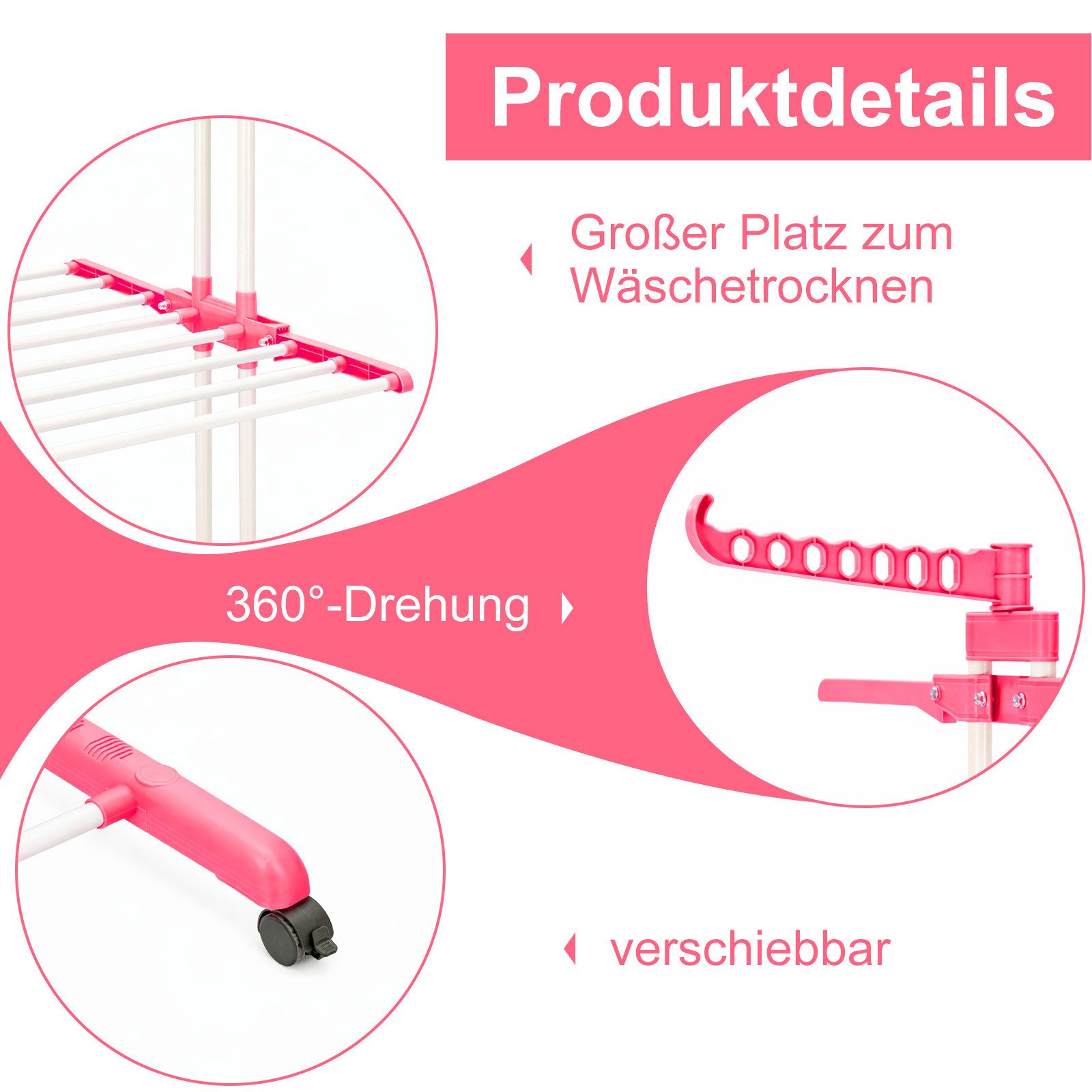 Youyijia Wäscheständer Wäscheständer Wäschetrockner Turm mit Rollen, Platzsparender Turm