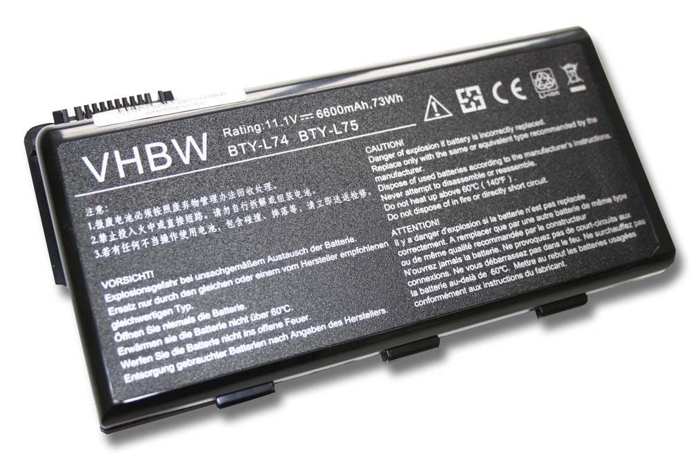 vhbw Ersatz für MSI MS-1682, S9N-2062210-M47 für Laptop-Akku Li-Ion 6600 mAh (11,1 V)
