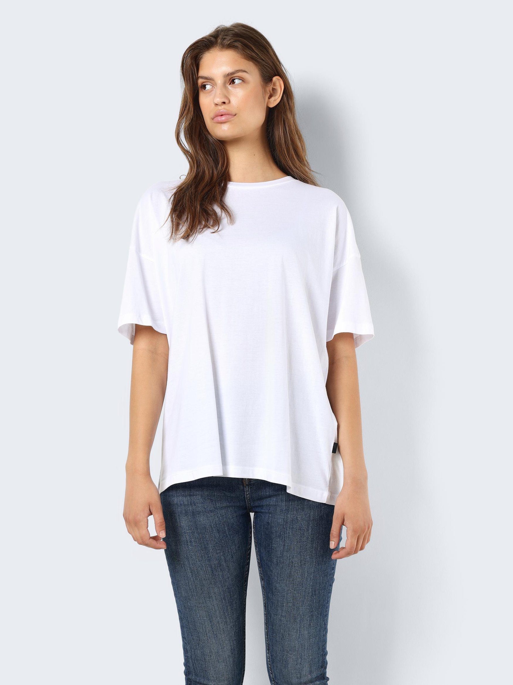 Noisy may T-Shirt Lockeres T-shirt Oversized Oberteil Dropped Shoulder NMIDA 7047 in Weiß-2