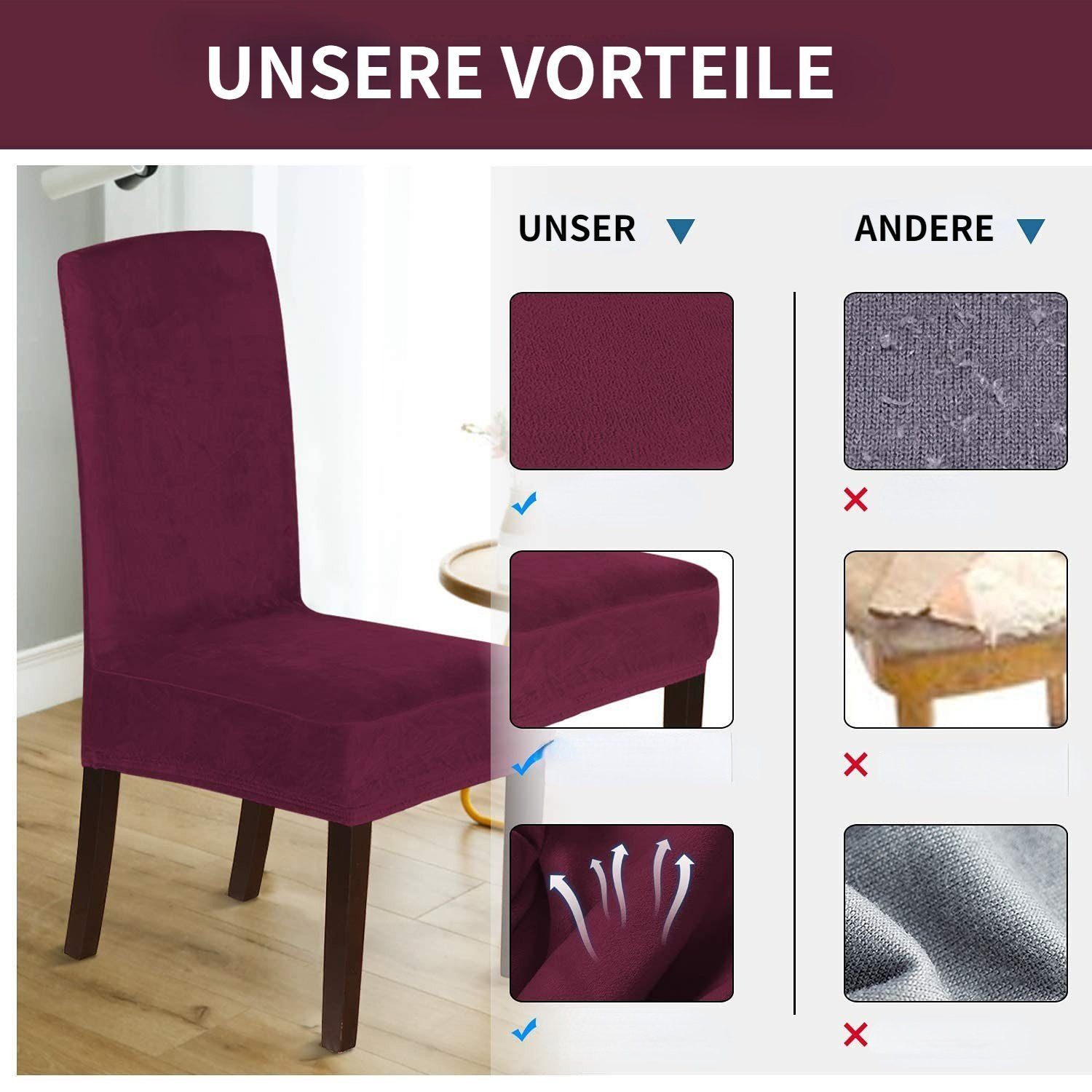 BYSURE Stuhlhusse, Luxus Samt-Esszimmer Schutzbezüge günstig online kaufen
