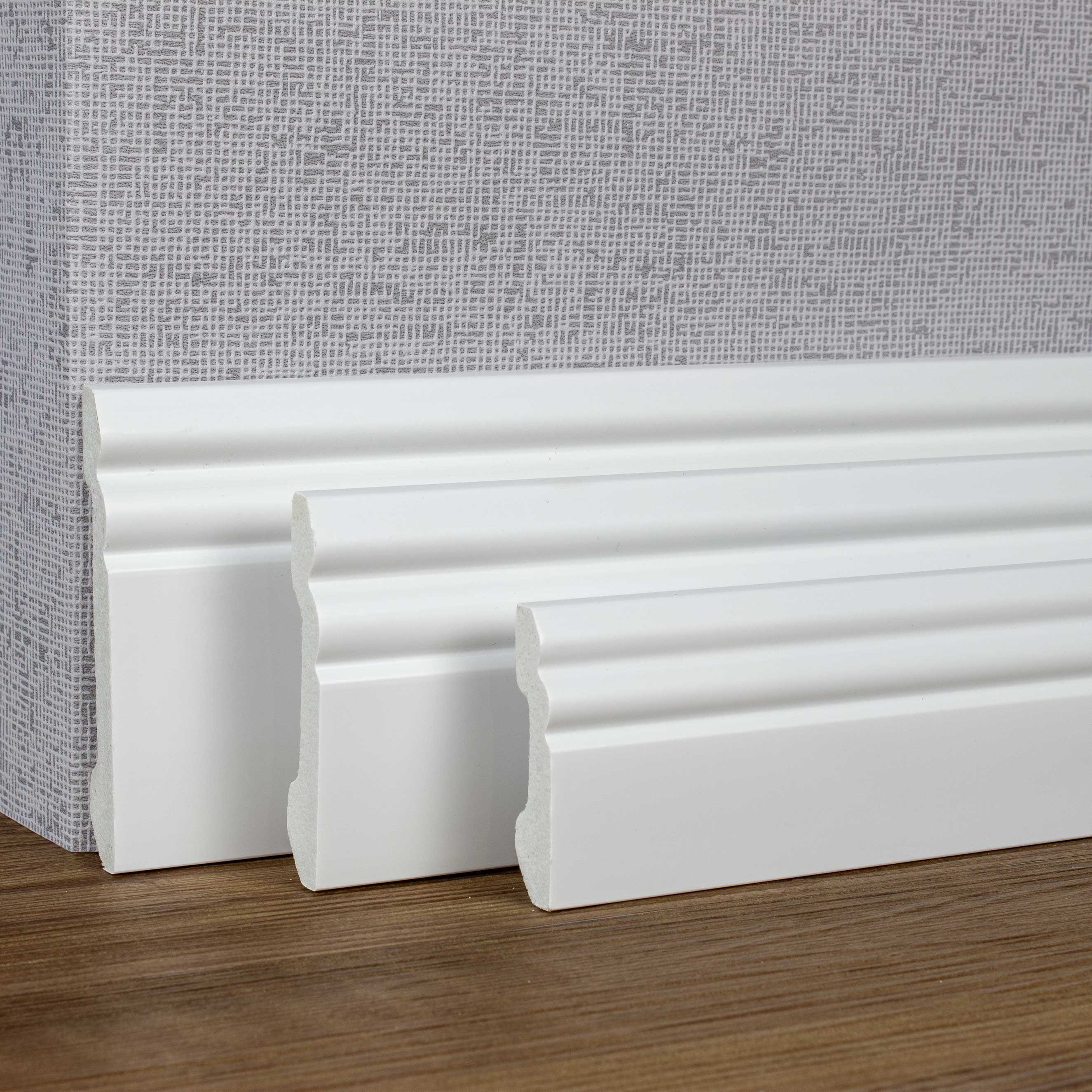 PROVISTON Sockelleiste Berliner Profil, 16 x 80 x 2000 mm, Hamburger Fußleiste Kunststoff