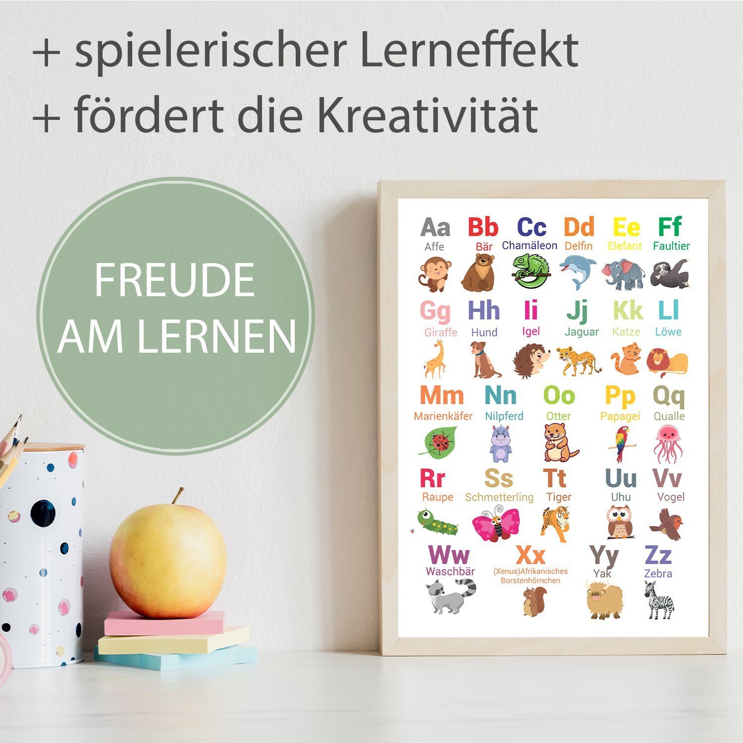 Tigerlino Poster 2er Set Tier ABC, Zahlen Lernposter Kinderzimmer Alphabet günstig online kaufen