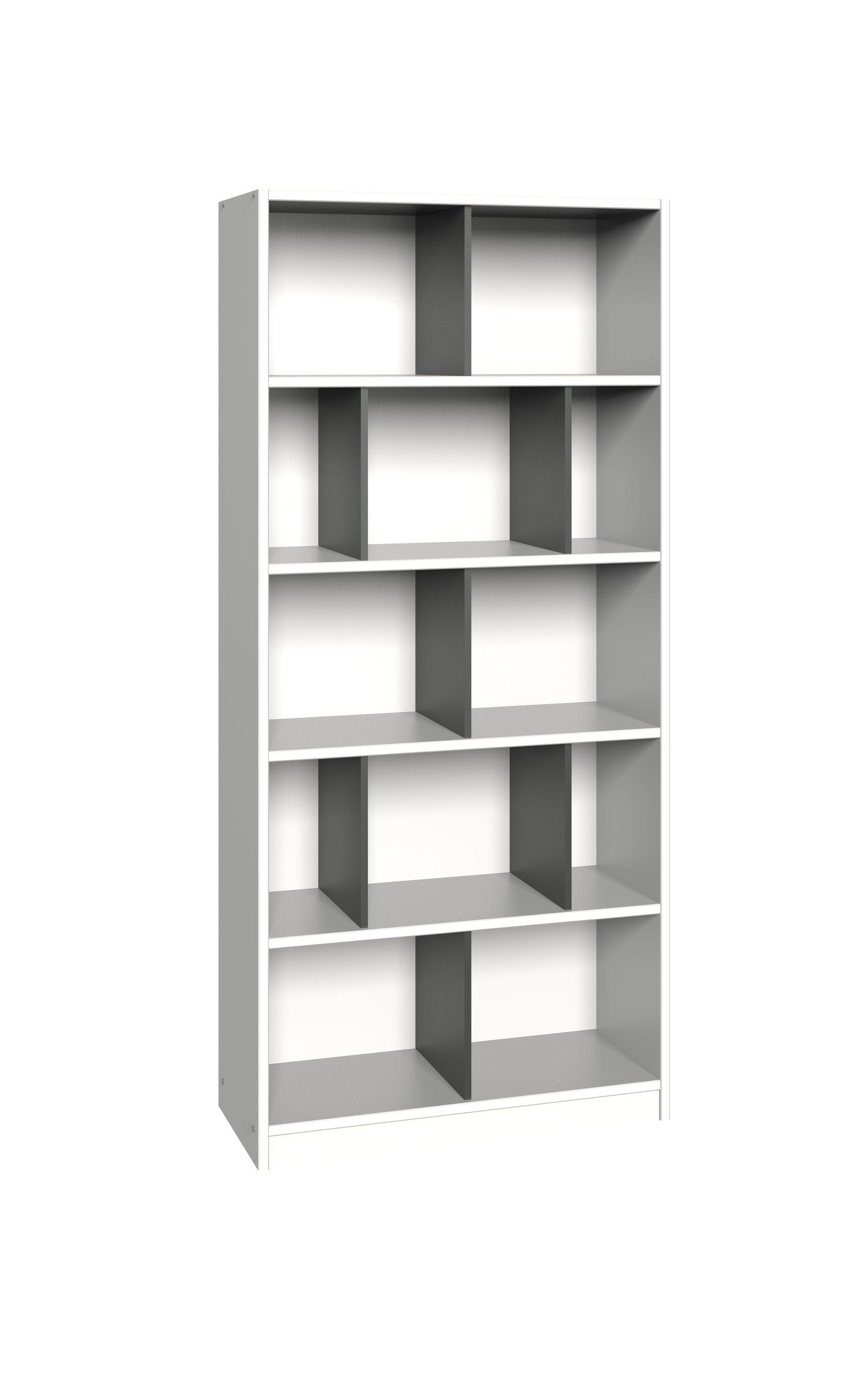 freiraum Bücherregal Joker, Einlegeböden in mit 4 cm, B/H/T: Weiß und 90x197x38 Graphit in Absetzungen