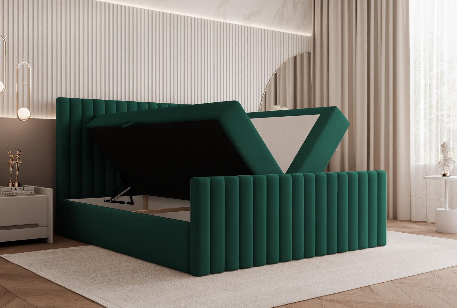 Compleo Boxspringbett elegant und modern MIAMI II, Bonell-Matratze, mit zwei Bettkästen, TOPSELLER