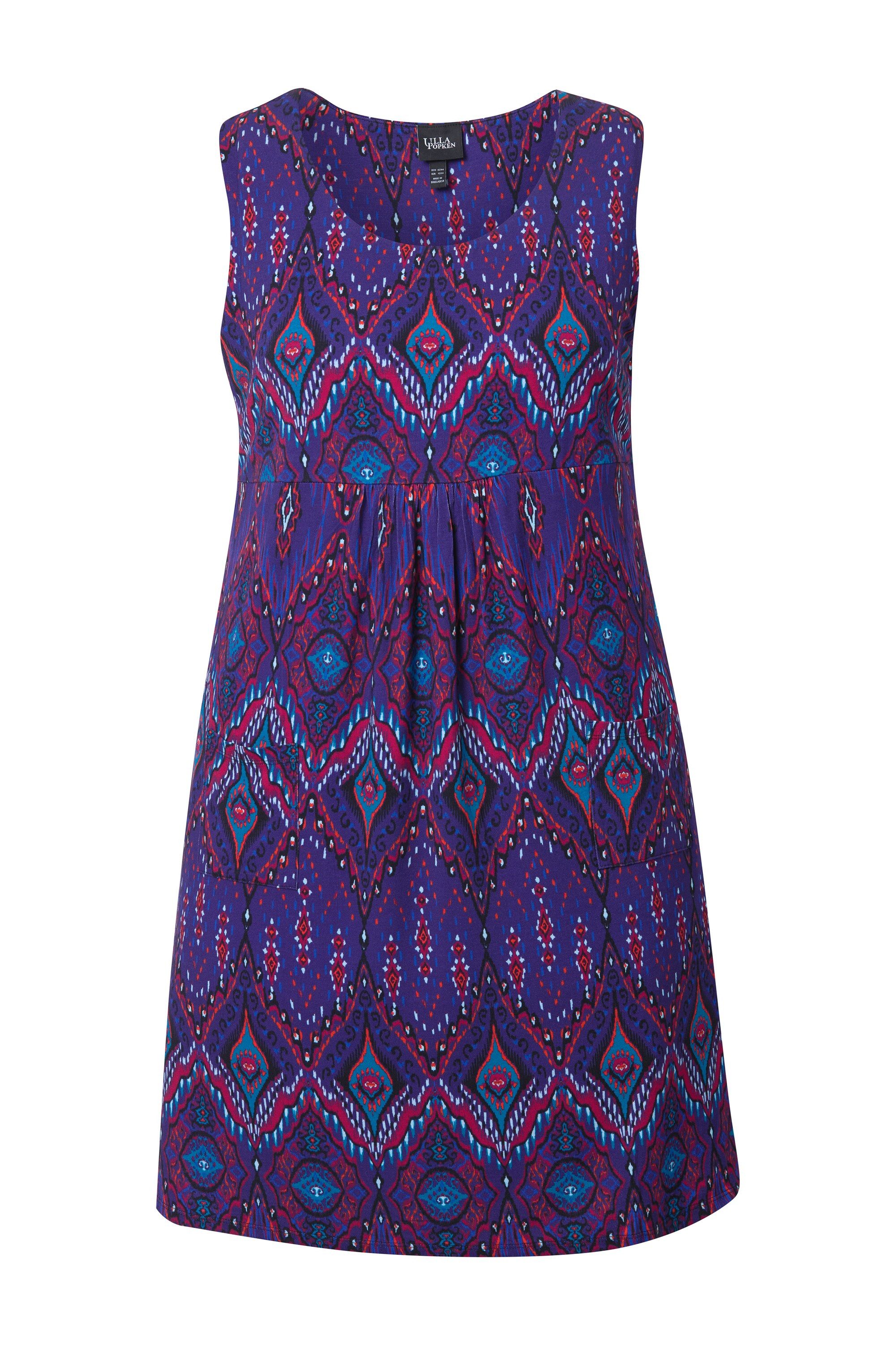 Ulla Popken Minikleid Jersey-Minikleid A-Linie Rundhals ärmellos Taschen günstig online kaufen