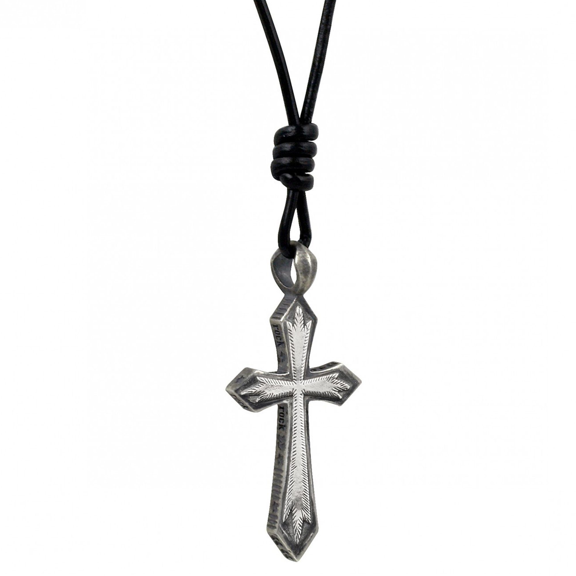 mit Kette Anhänger 925/- CAÏ Silber Sterling Lederband Kreuz, schwarzen oxidiert Mit