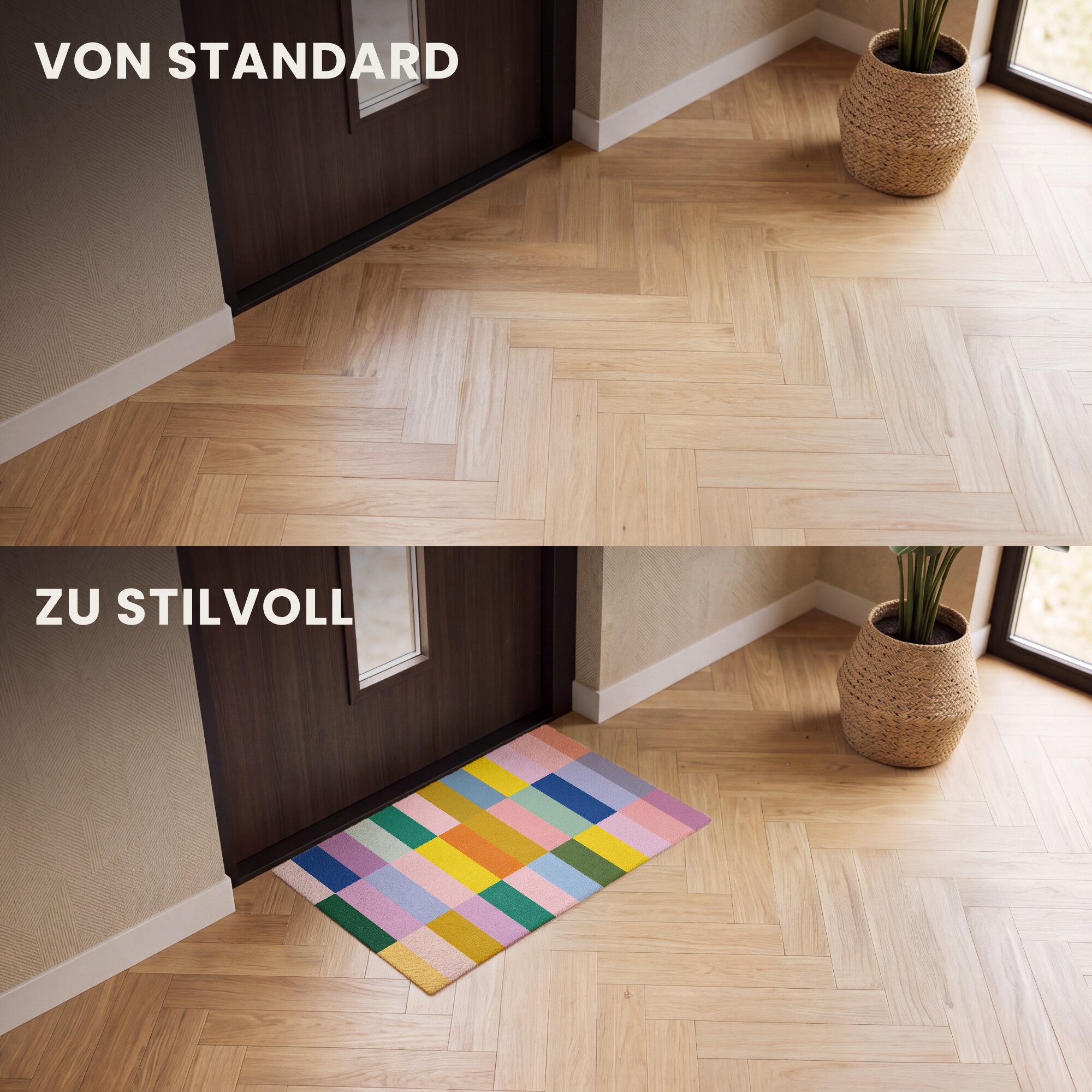 MuchoWow Fußmatte Streifen - Blau - Muster - Abstrakt, Rechteckig, innen Schmutzfangmatte, Tür, Schmutzfänger Flur, Teppich 60x40 cm – Bild 3 von 5