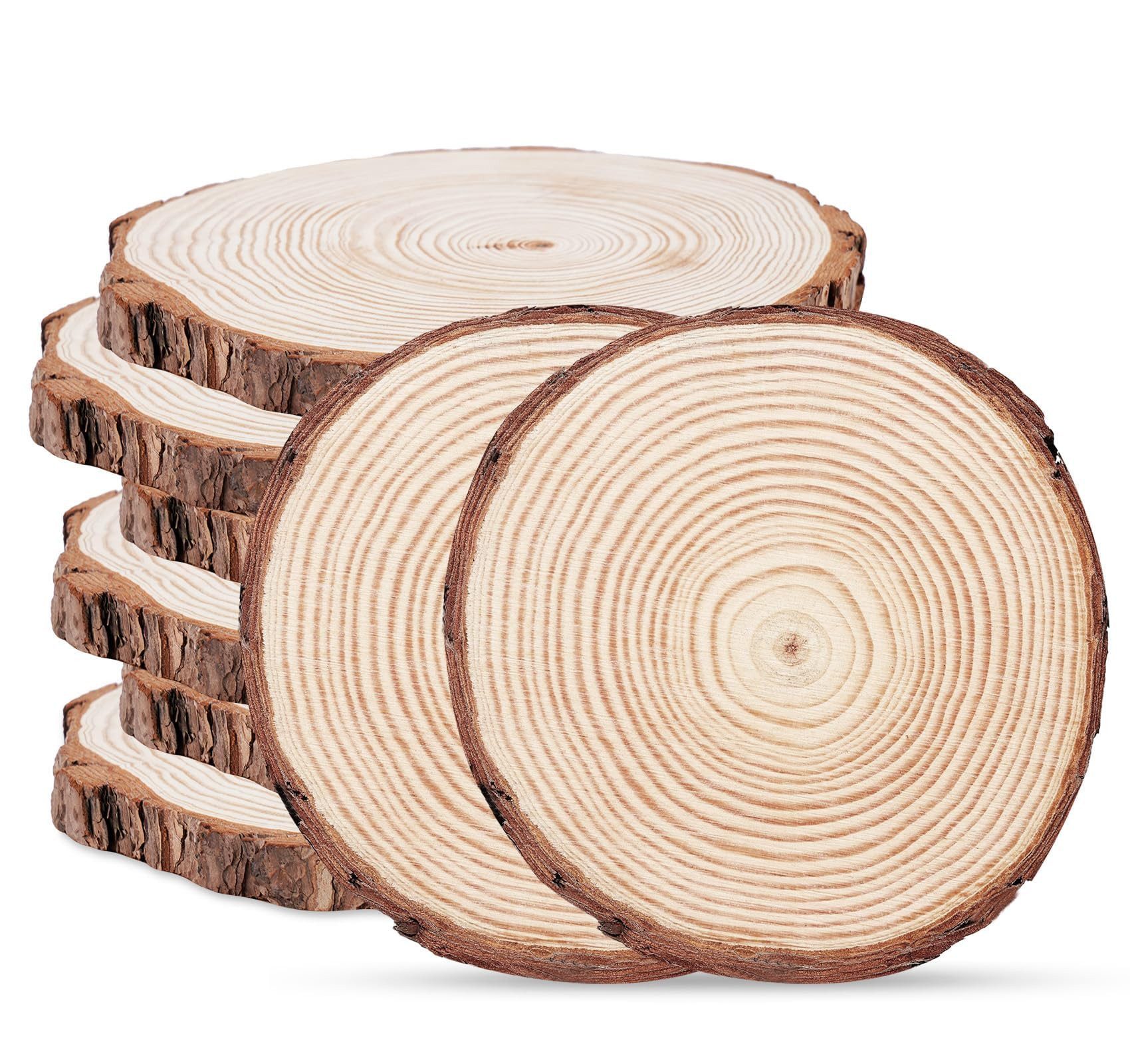 lindahandel Rindenscheiben 8x Holzscheiben 20-23cm, unbehandeltes Kiefernholz, 2cm dick, Deko DIY, (8-tlg), Runde Baumscheiben ohne Loch zum Bemalen,Gravieren&Basteln,Naturholz
