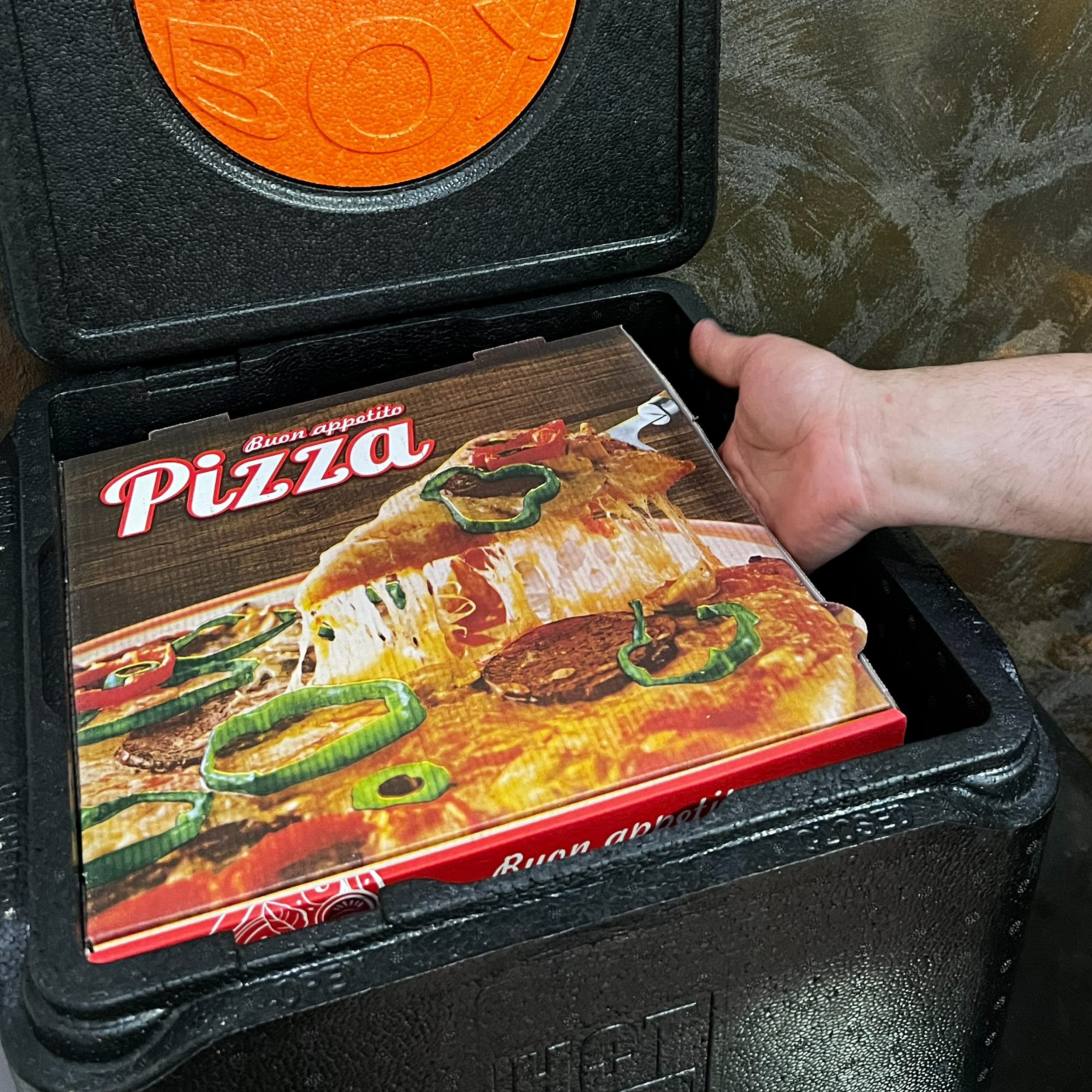 THE BOX Kühlbox Thermobox Pizza groß EPP mit Deckel schwarz 32 l - 1 Stück, 32 l