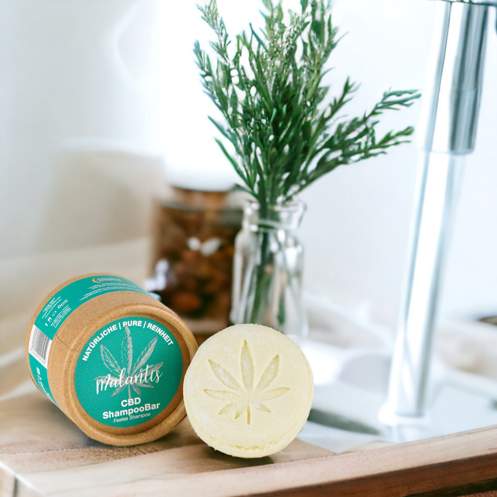 Malantis Festes Haarshampoo Malantis CBD Festes Shampoo – sanfte Pflege für empfindliche Kopfhaut, Rückfettendes Shampoo mit Keratin, Rosmarin- & Nachtkerzenöl, 100% Naturkosmetik, Handmade in Germany