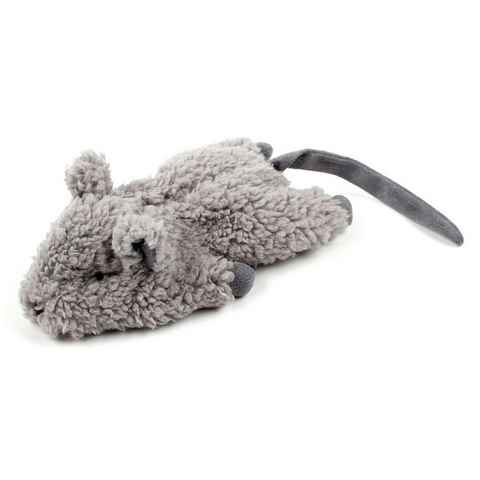 PETGARD Plüschmäuse Katzenspielzeug Plüschmaus, Plüsch, aus Lammwolle - Jumbo Crinkle Catnip Rodent – grau